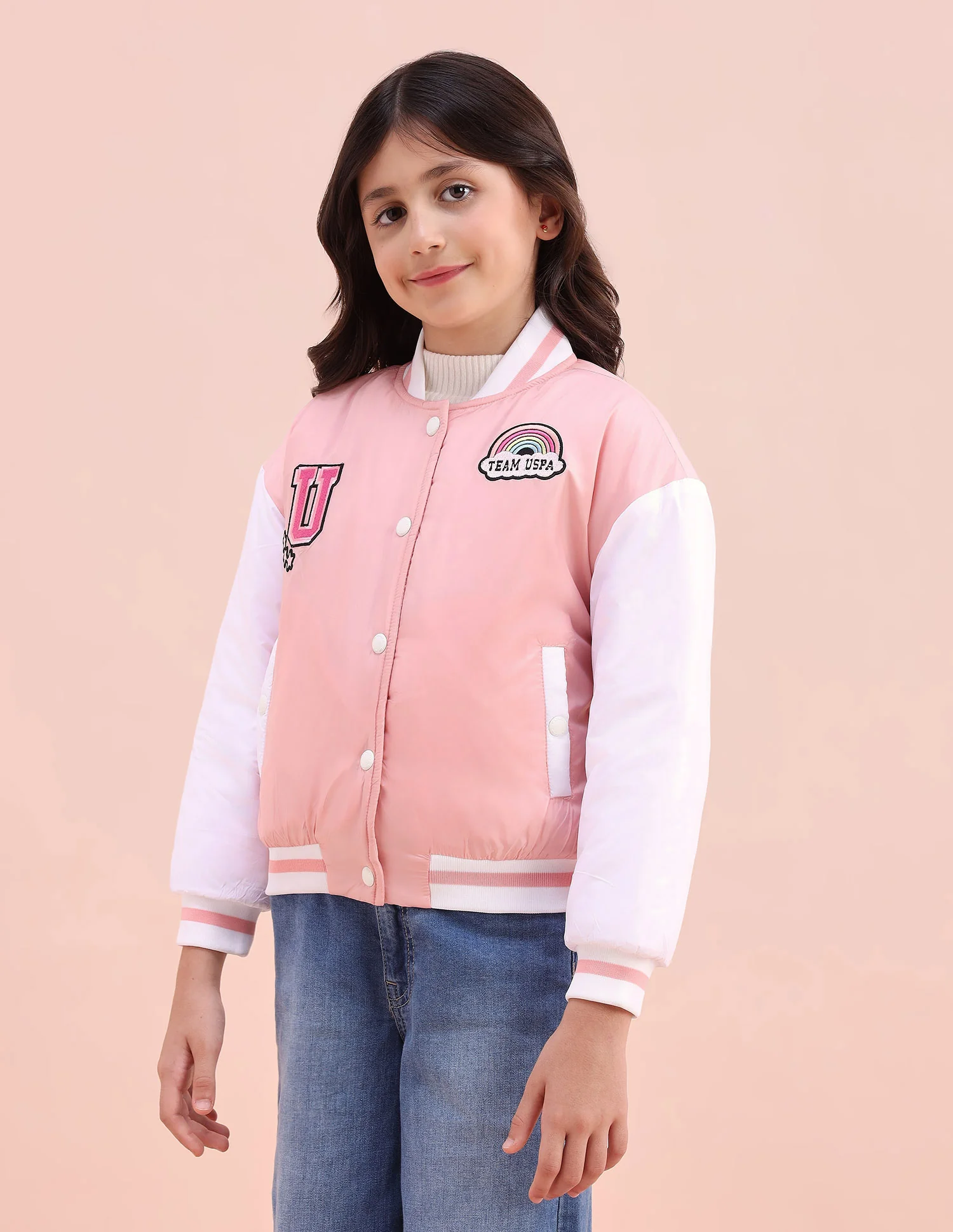 Colourblocked Regular Fit Varsity Jacket - Image 5