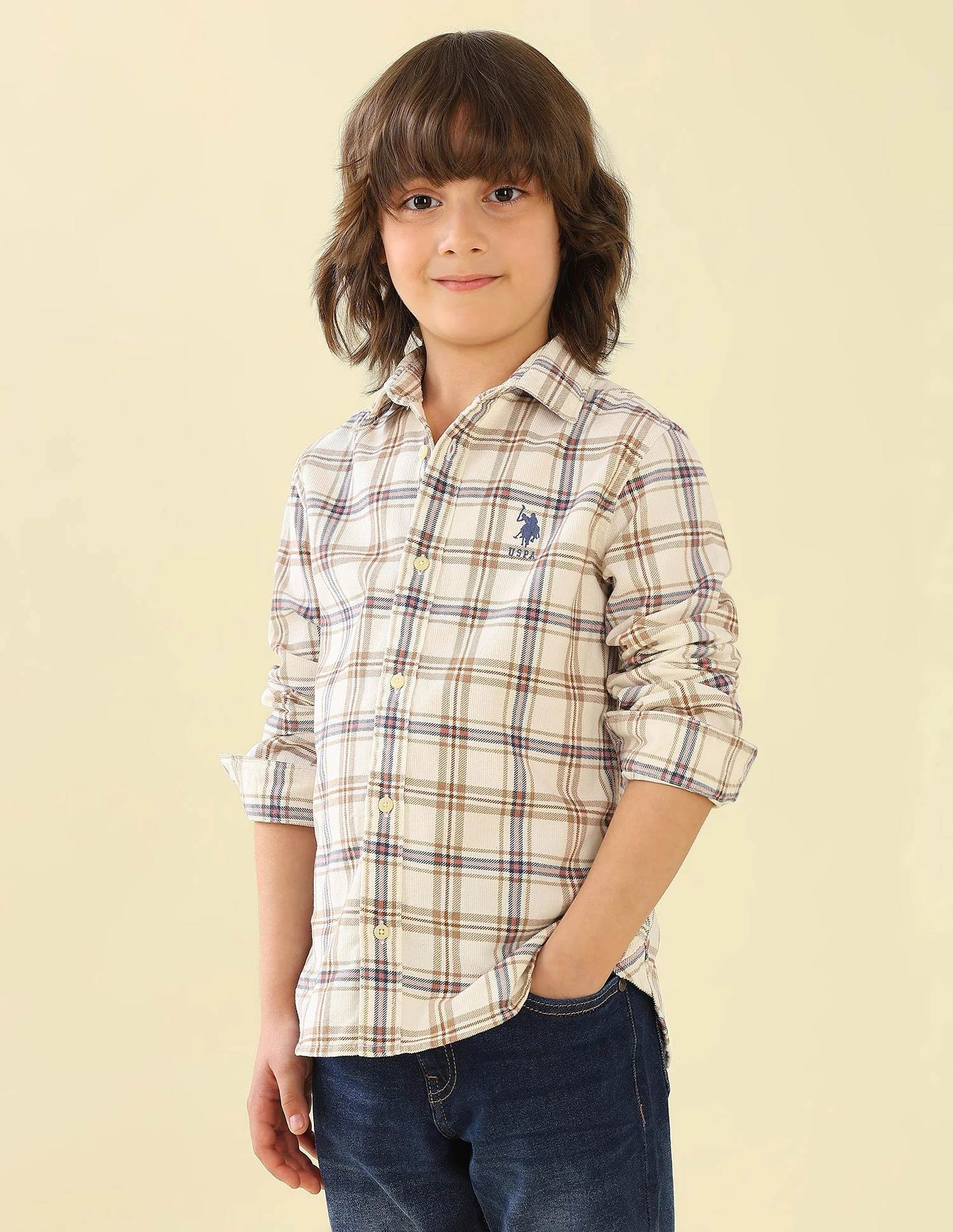 Corduroy Plaid Checked Shirt
