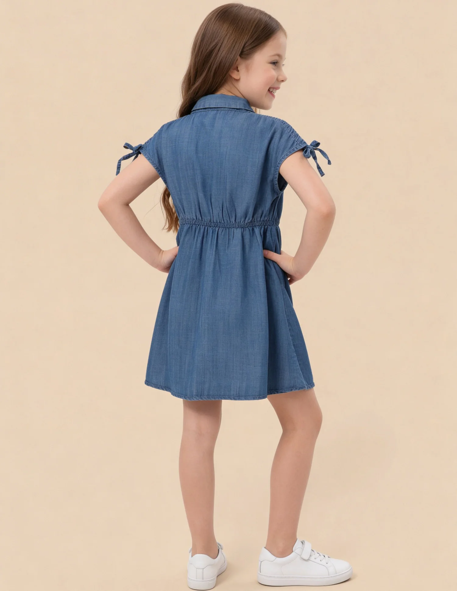 Flared Denim Shirt Dress - Image 4