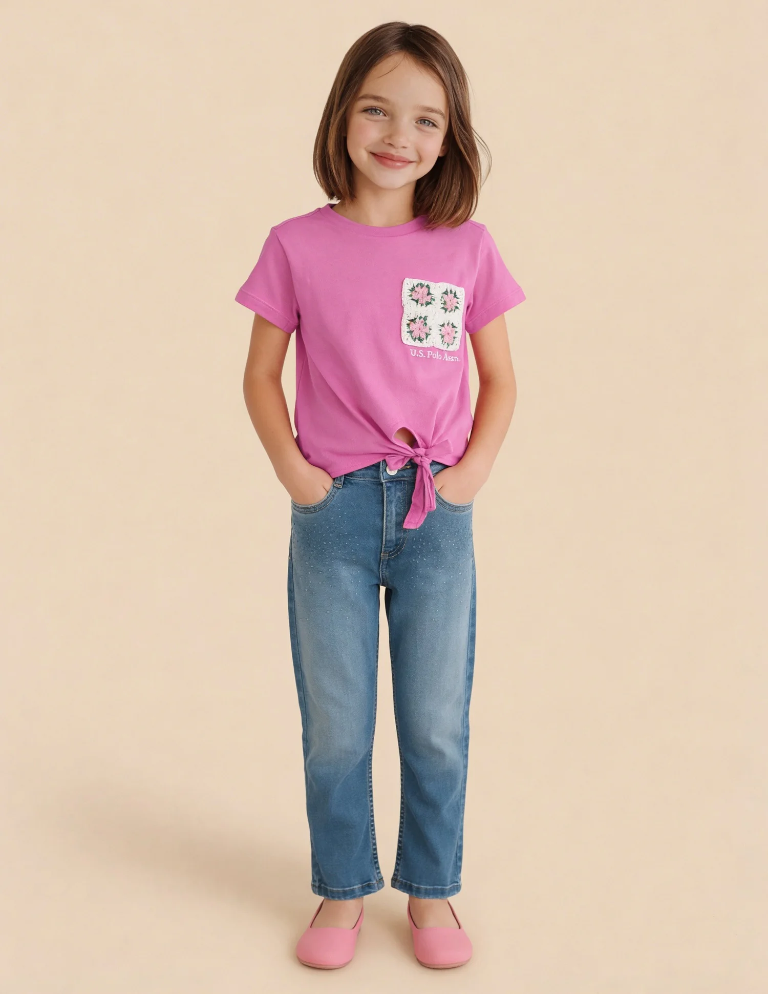 Floral Crochet Regular Fit Knotted Top - Image 3