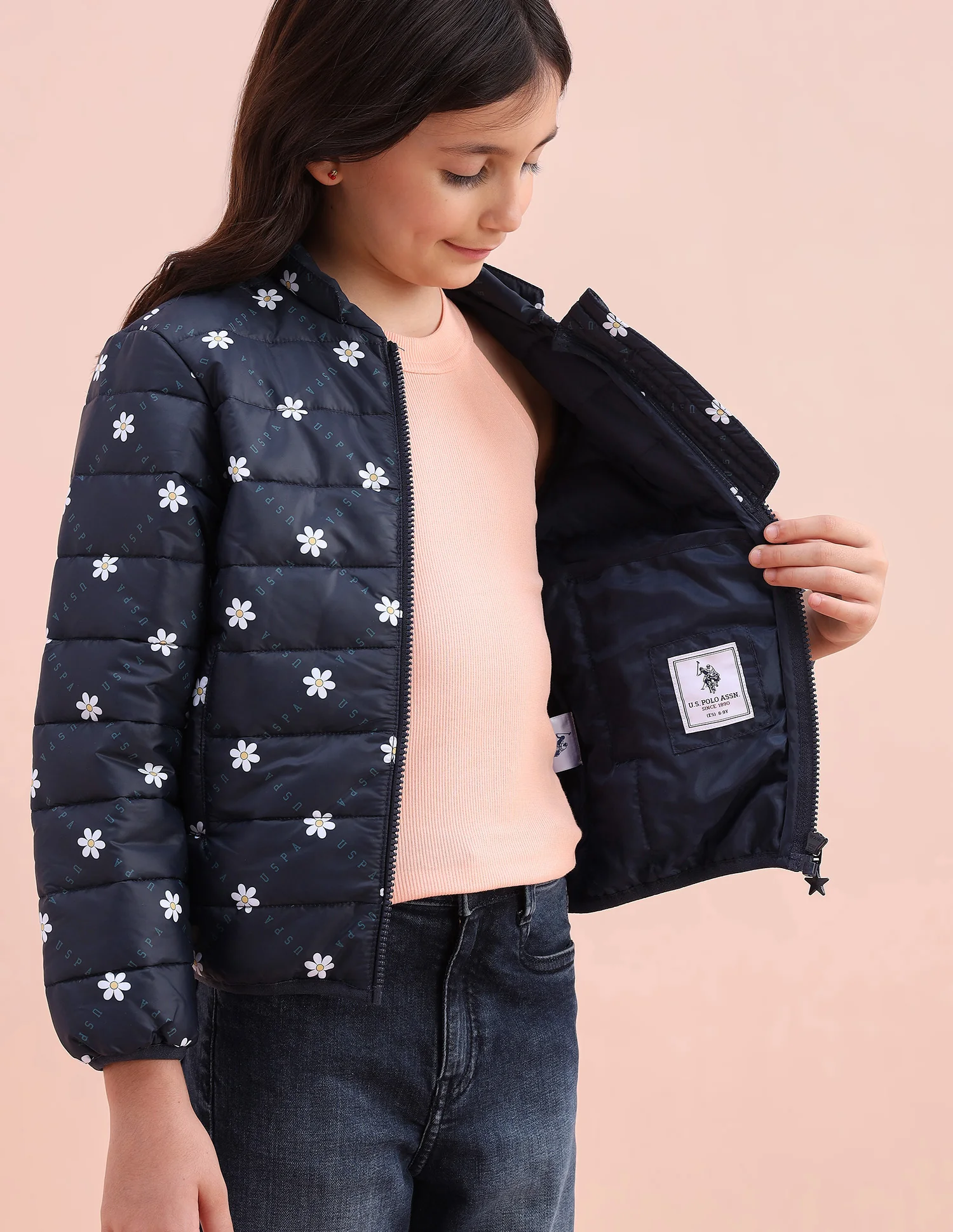 Floral Logo Printed Puffer Jacket - Image 12