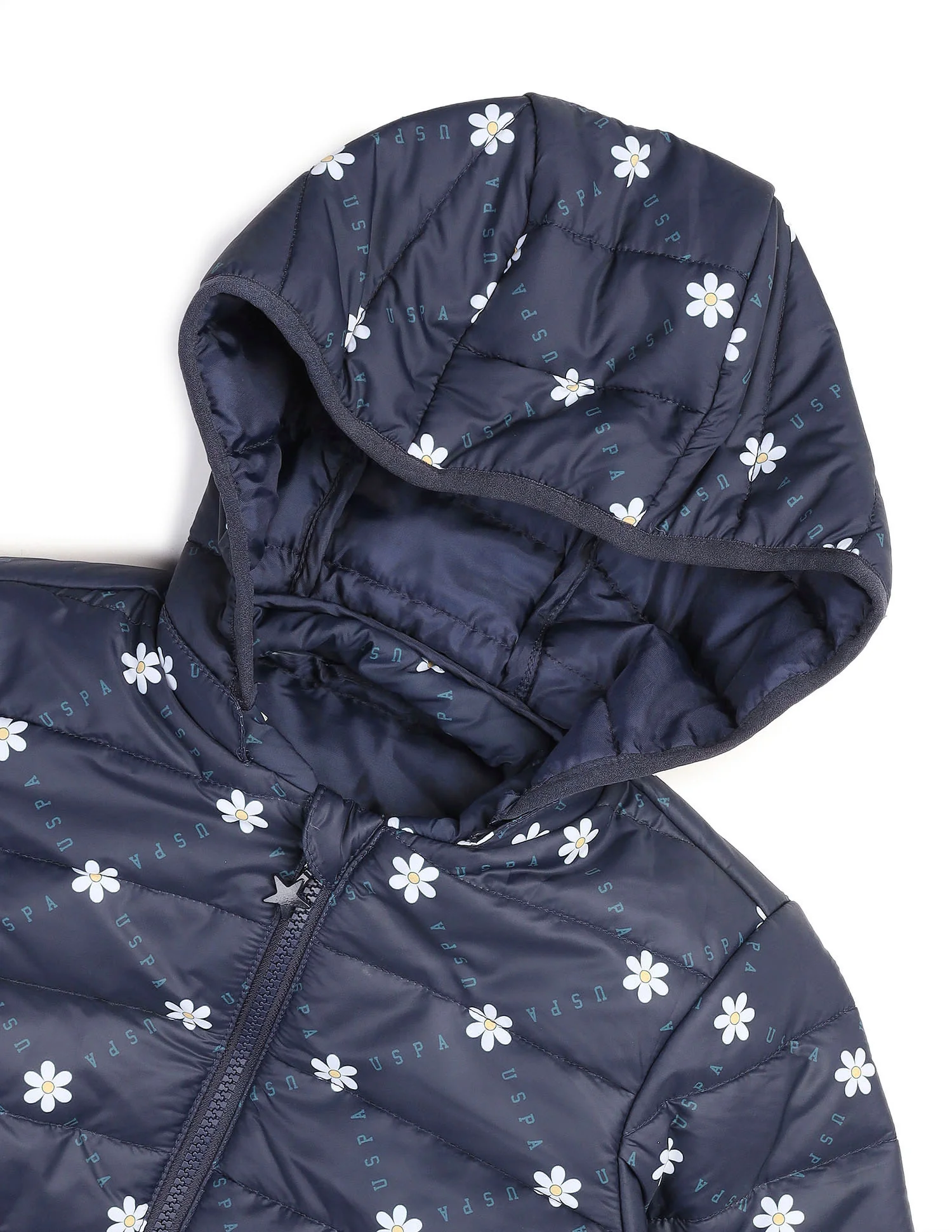 Floral Logo Printed Puffer Jacket - Image 2
