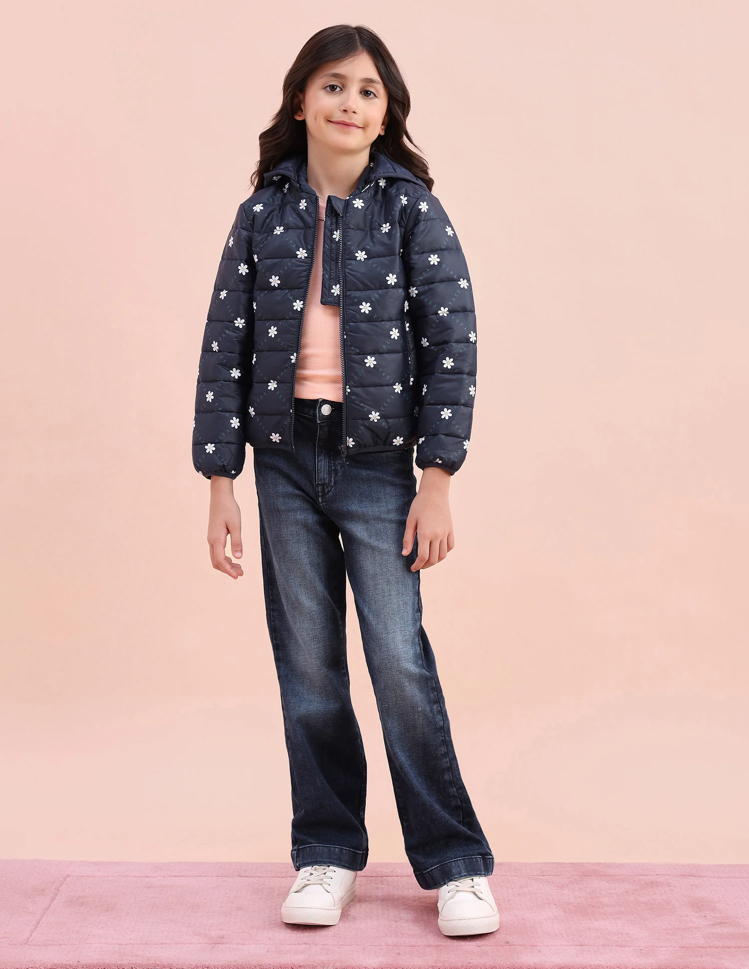 Floral Logo Printed Puffer Jacket - Image 3