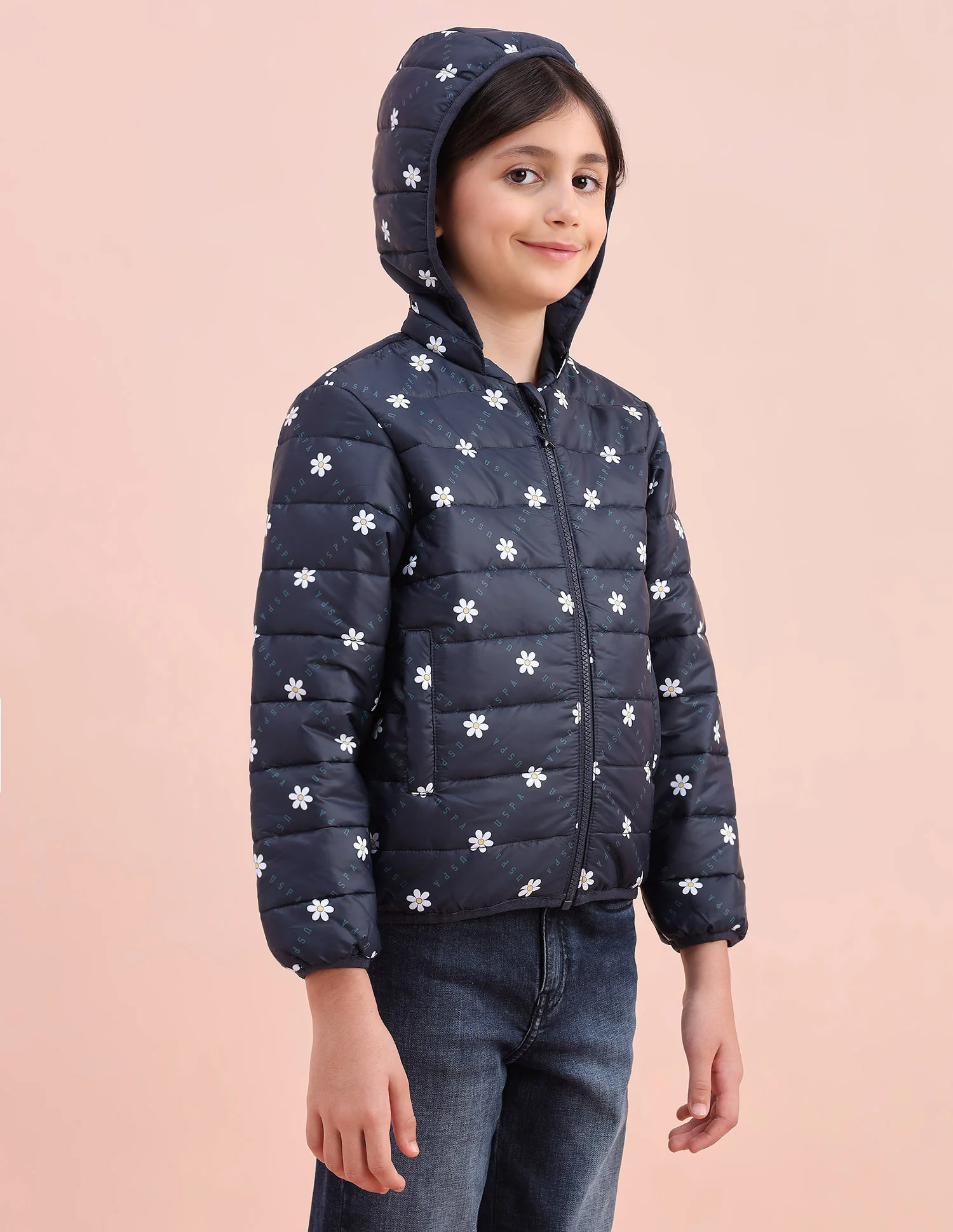 Floral Logo Printed Puffer Jacket - Image 4