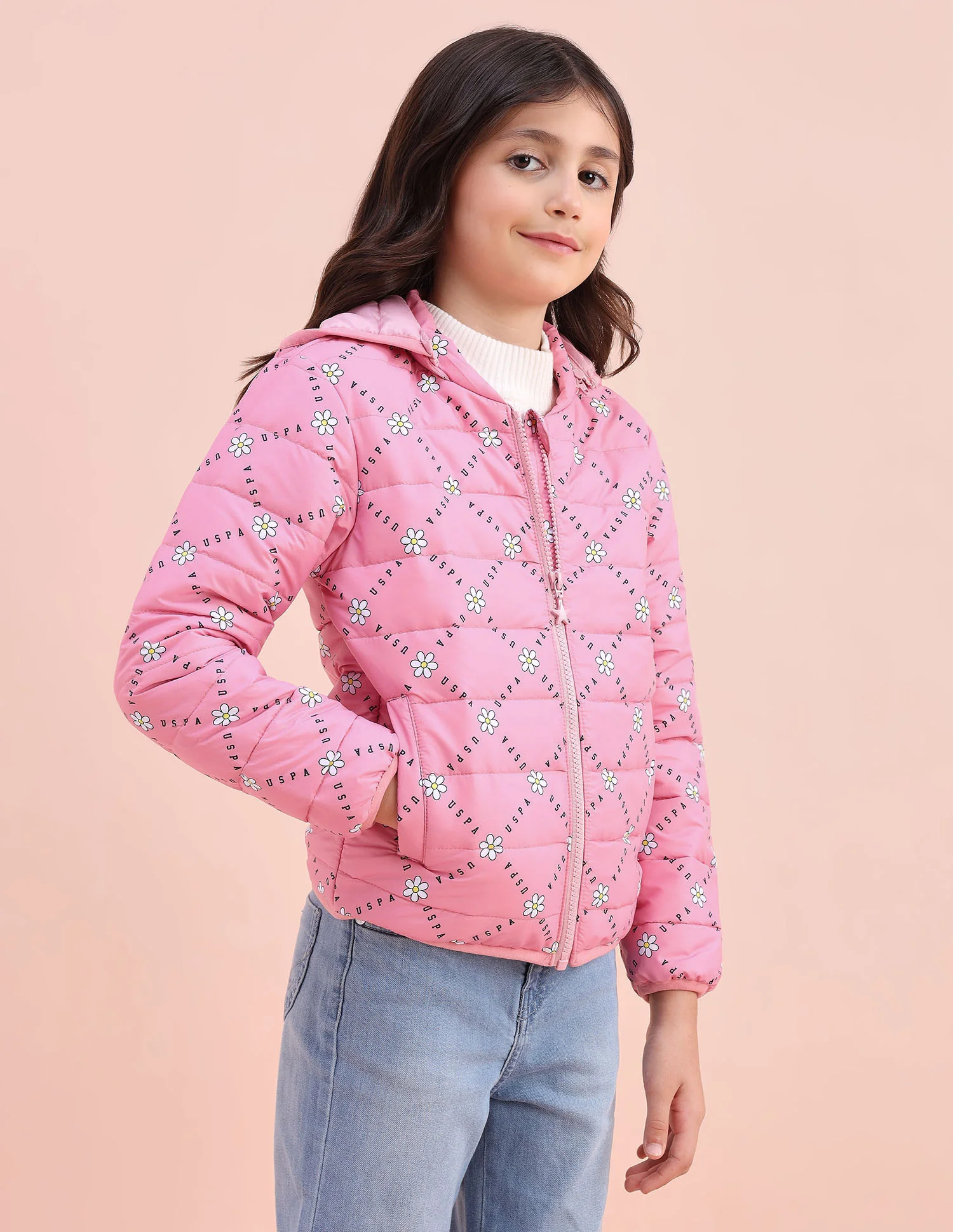 Floral Logo Printed Puffer Jacket - Image 10