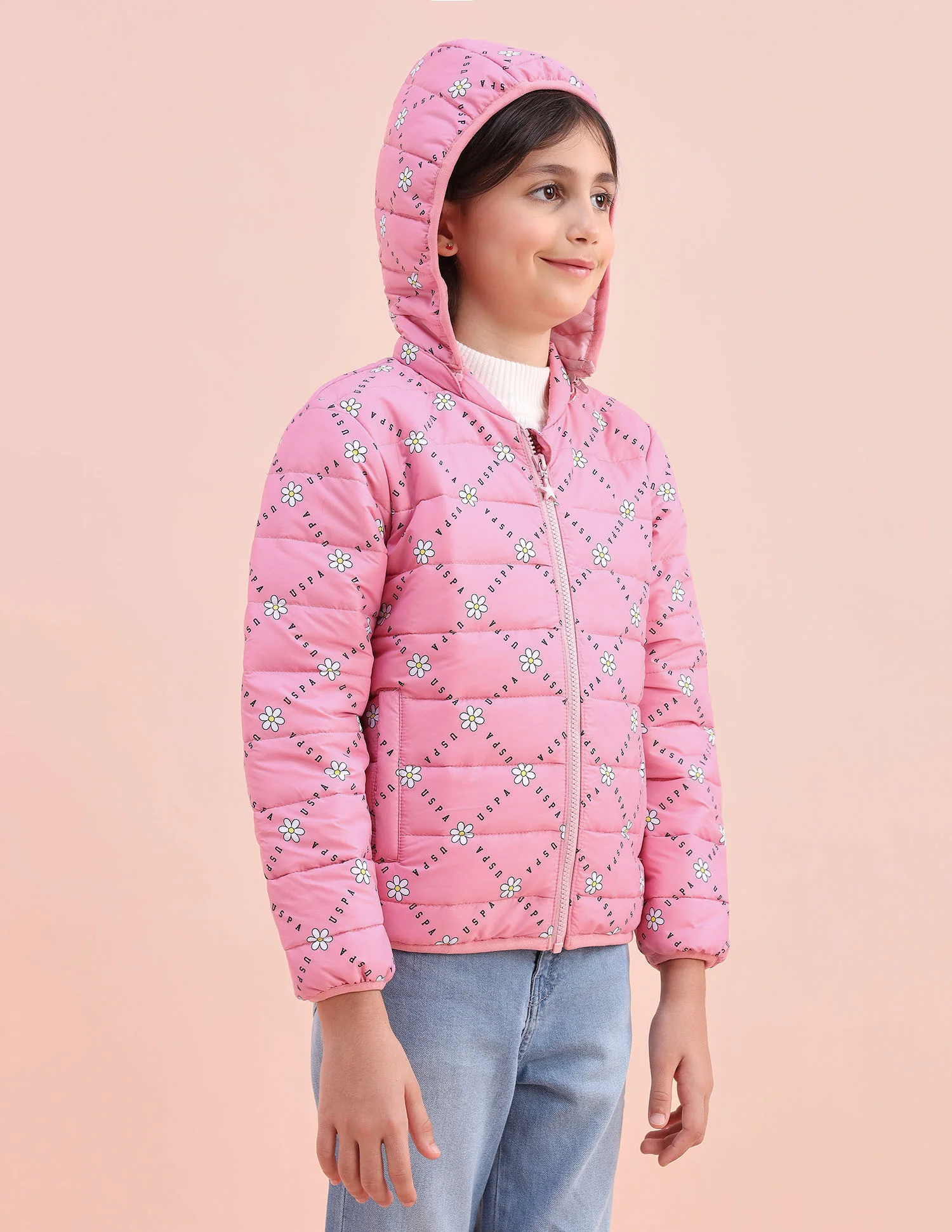 Floral Logo Printed Puffer Jacket - Image 2