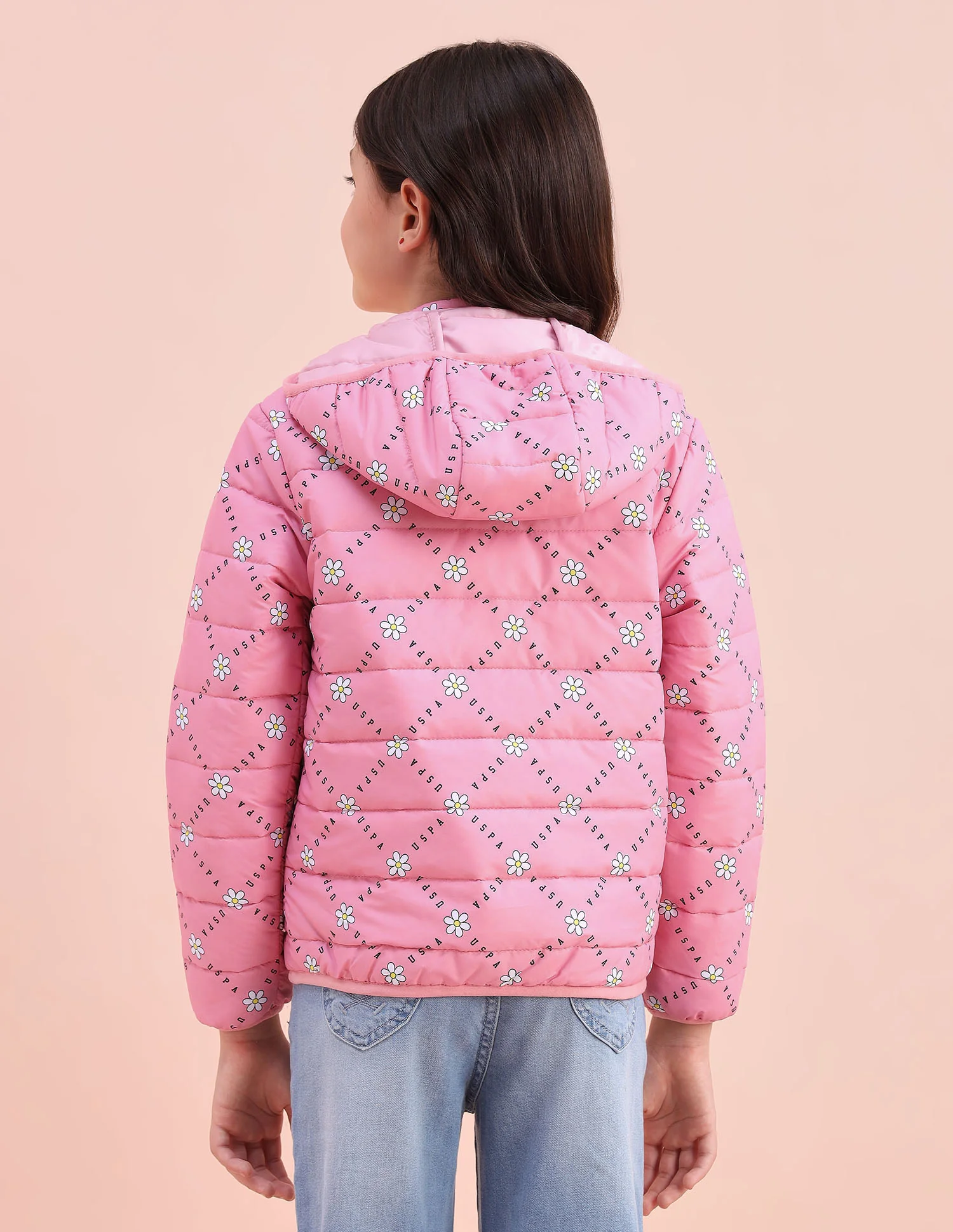 Floral Logo Printed Puffer Jacket - Image 3