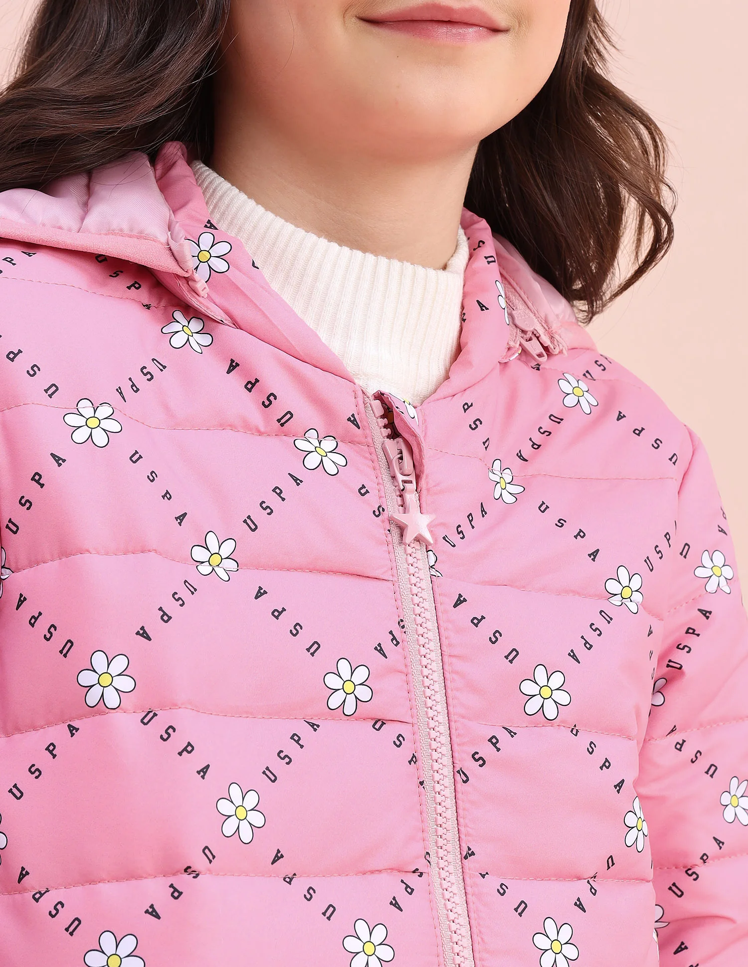 Floral Logo Printed Puffer Jacket - Image 5