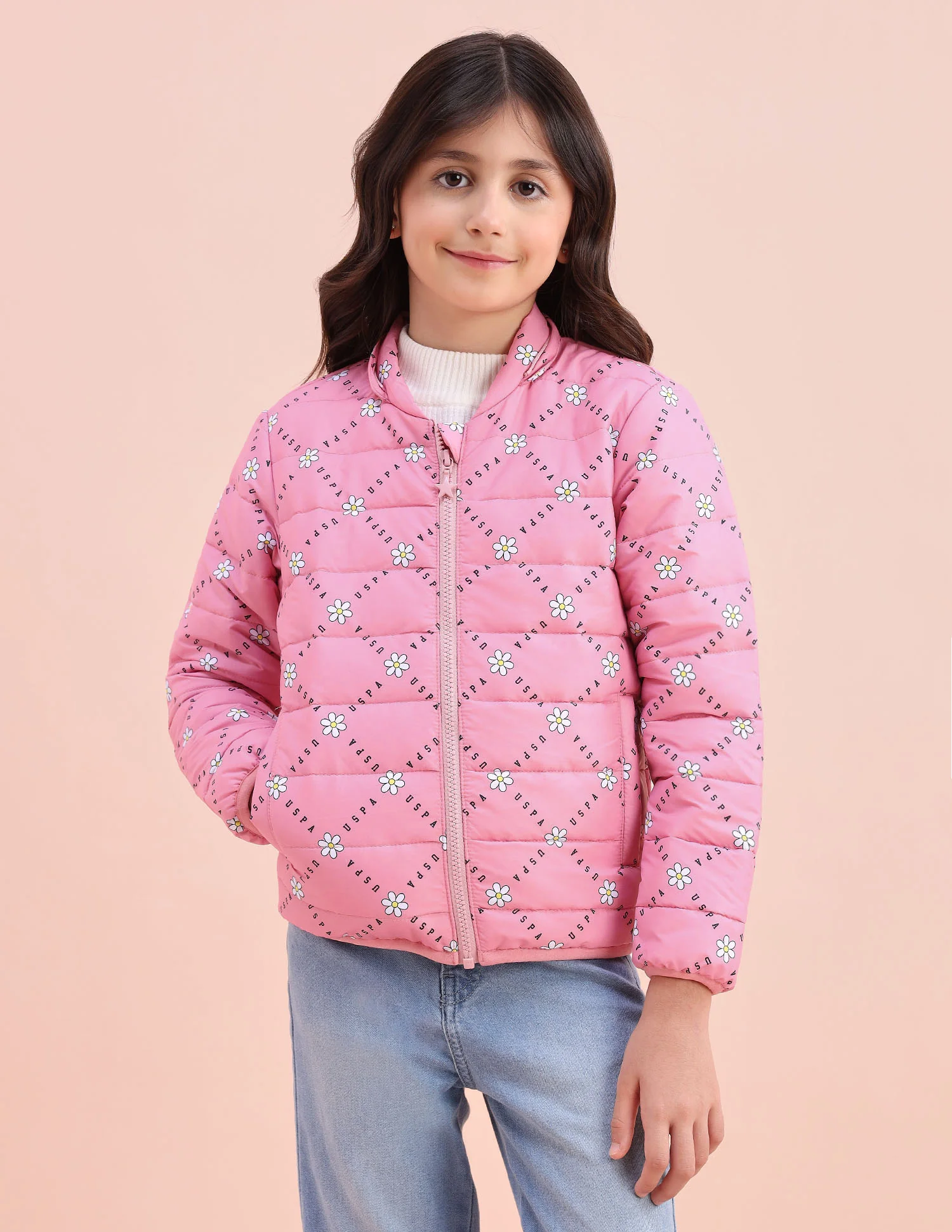Floral Logo Printed Puffer Jacket - Image 7
