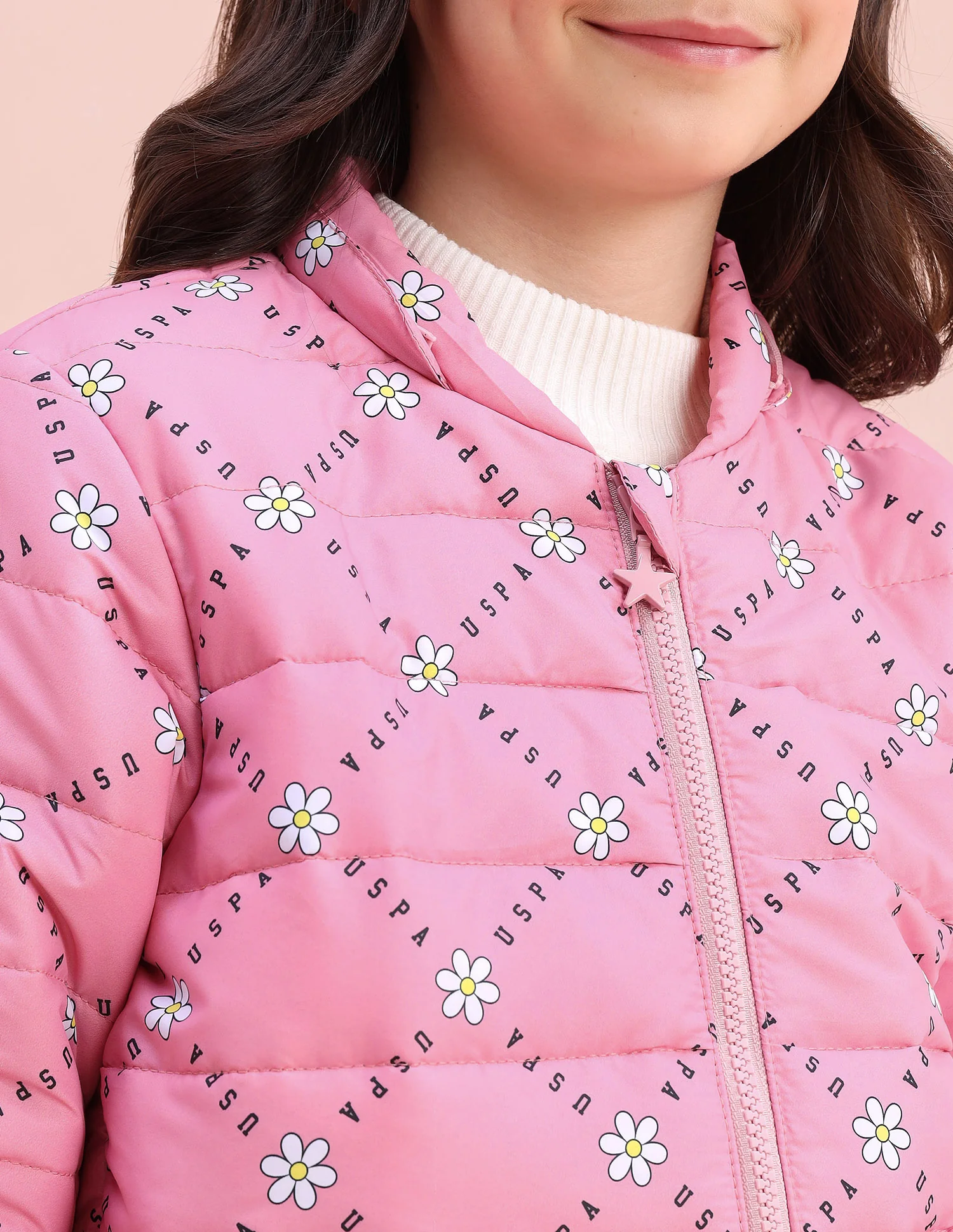 Floral Logo Printed Puffer Jacket - Image 9