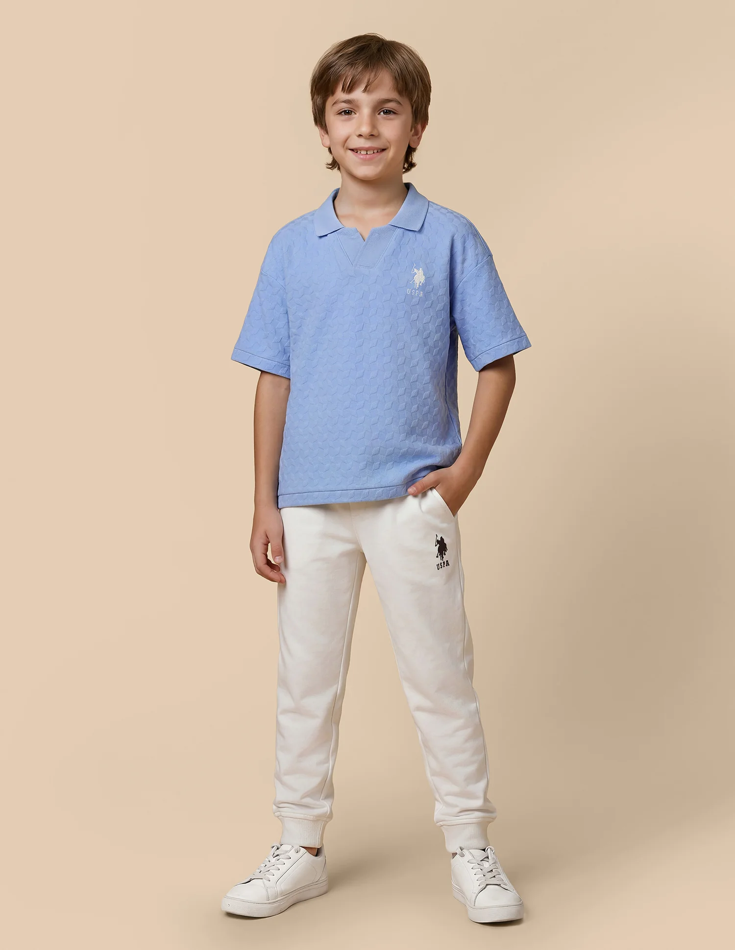 Geometric Patterned Knit Regular Fit Polo Shirt - Image 3