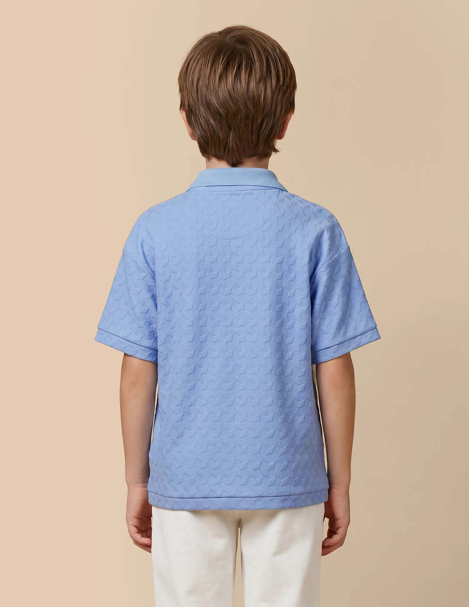 Geometric Patterned Knit Regular Fit Polo Shirt - Image 4