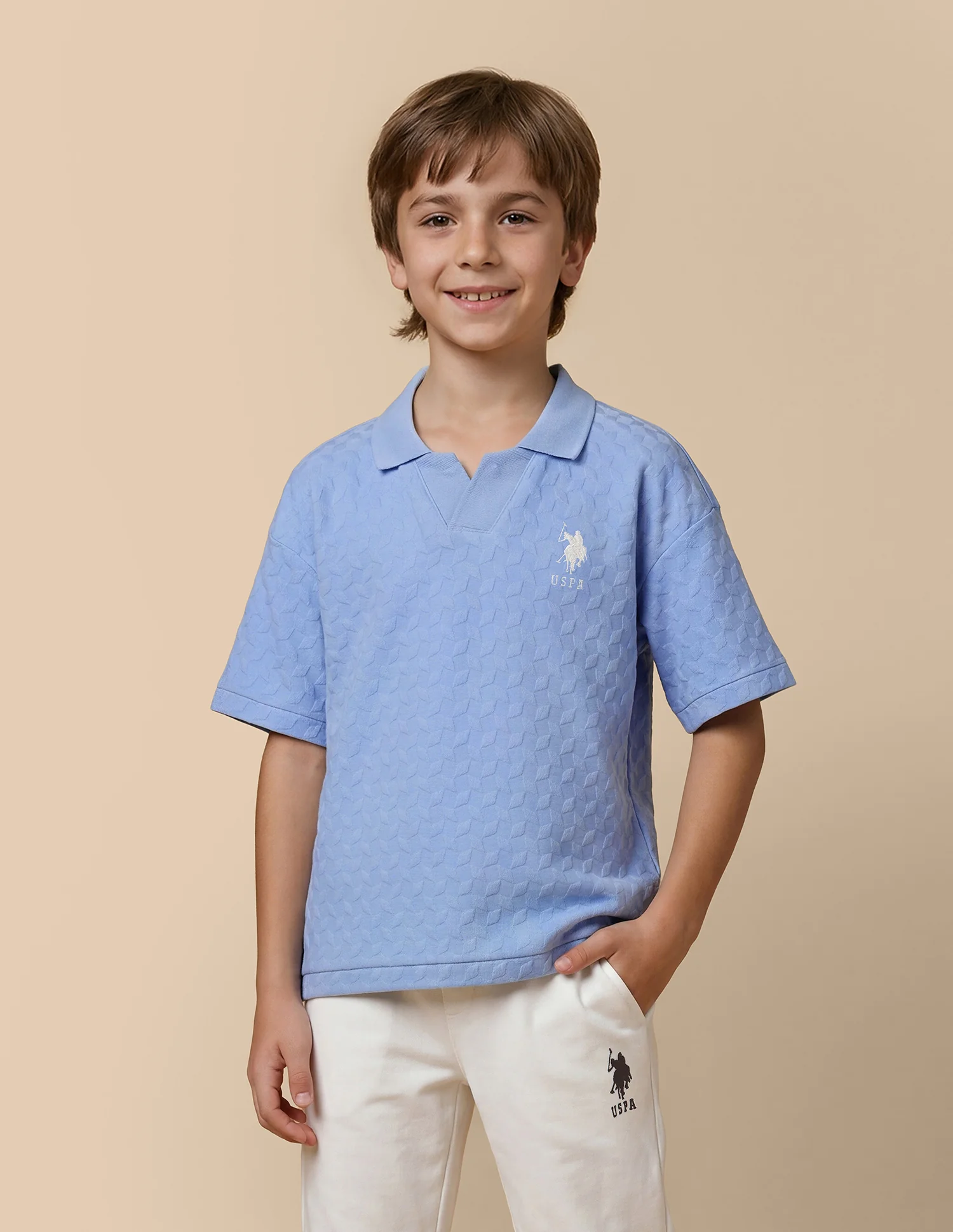 Geometric Patterned Knit Regular Fit Polo Shirt - Image 5
