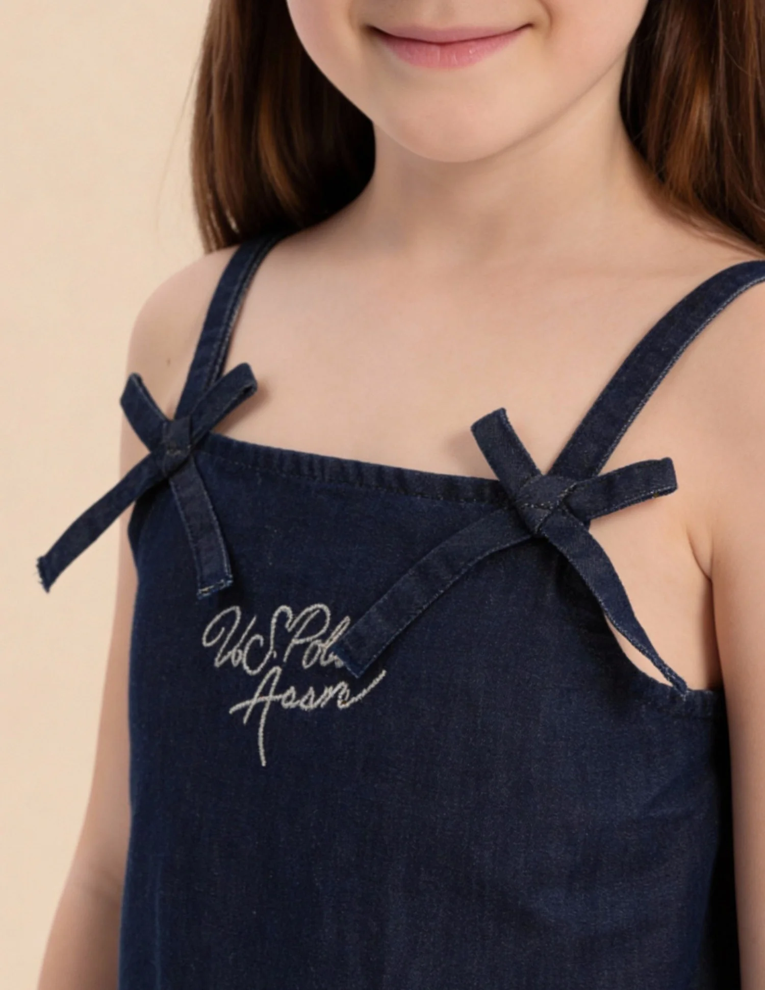 Girls A-Line Denim Strappy Dress - Image 4