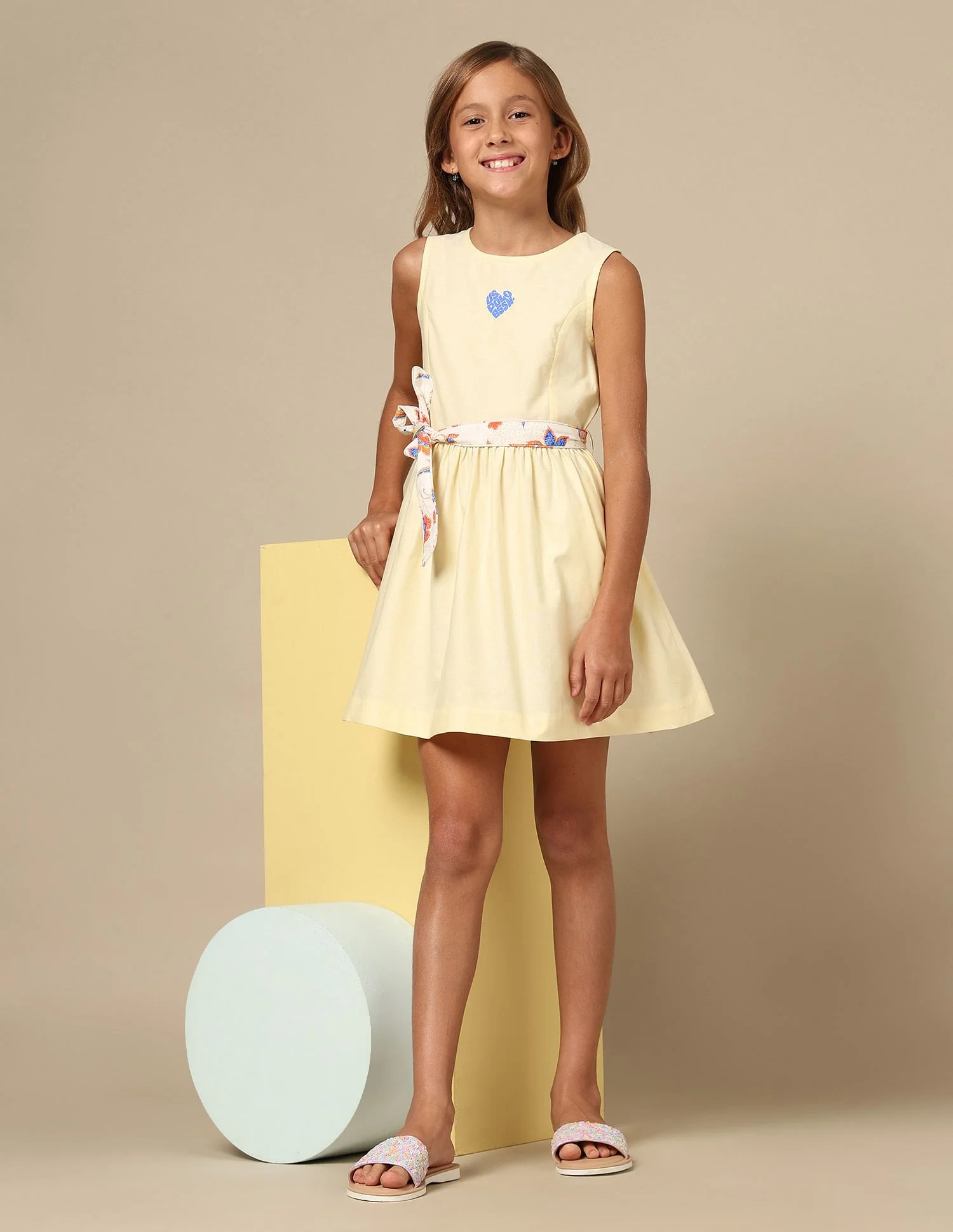 Girls Belted Fit And Flare Dress - Image 3