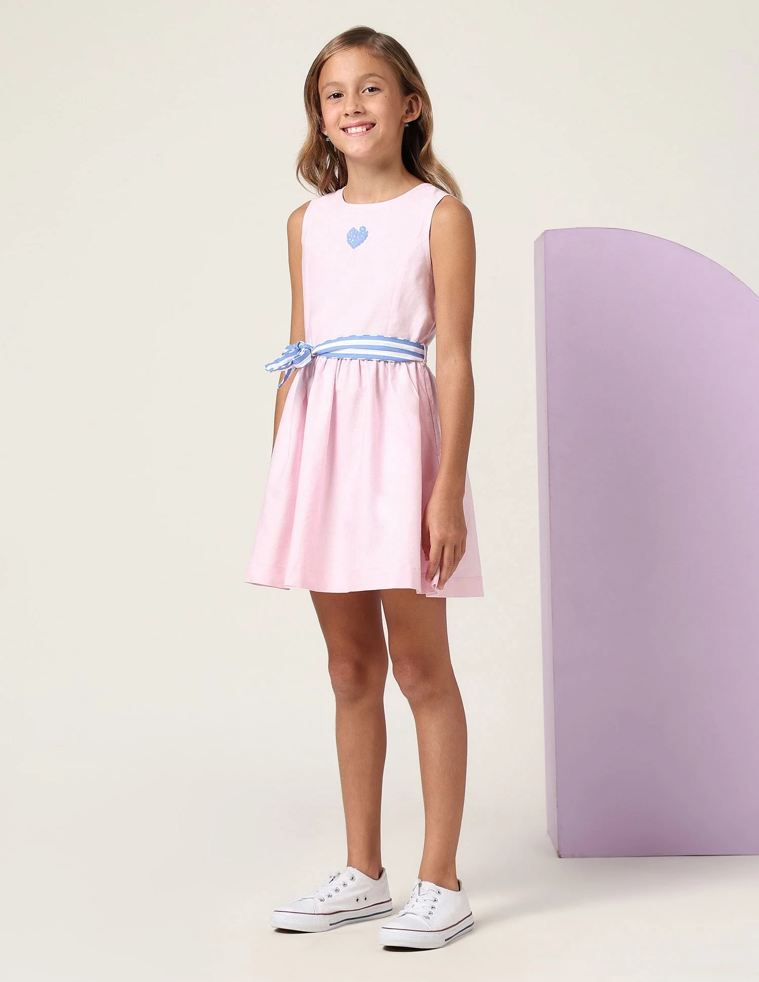 Girls Belted Fit And Flare Dress - Image 3