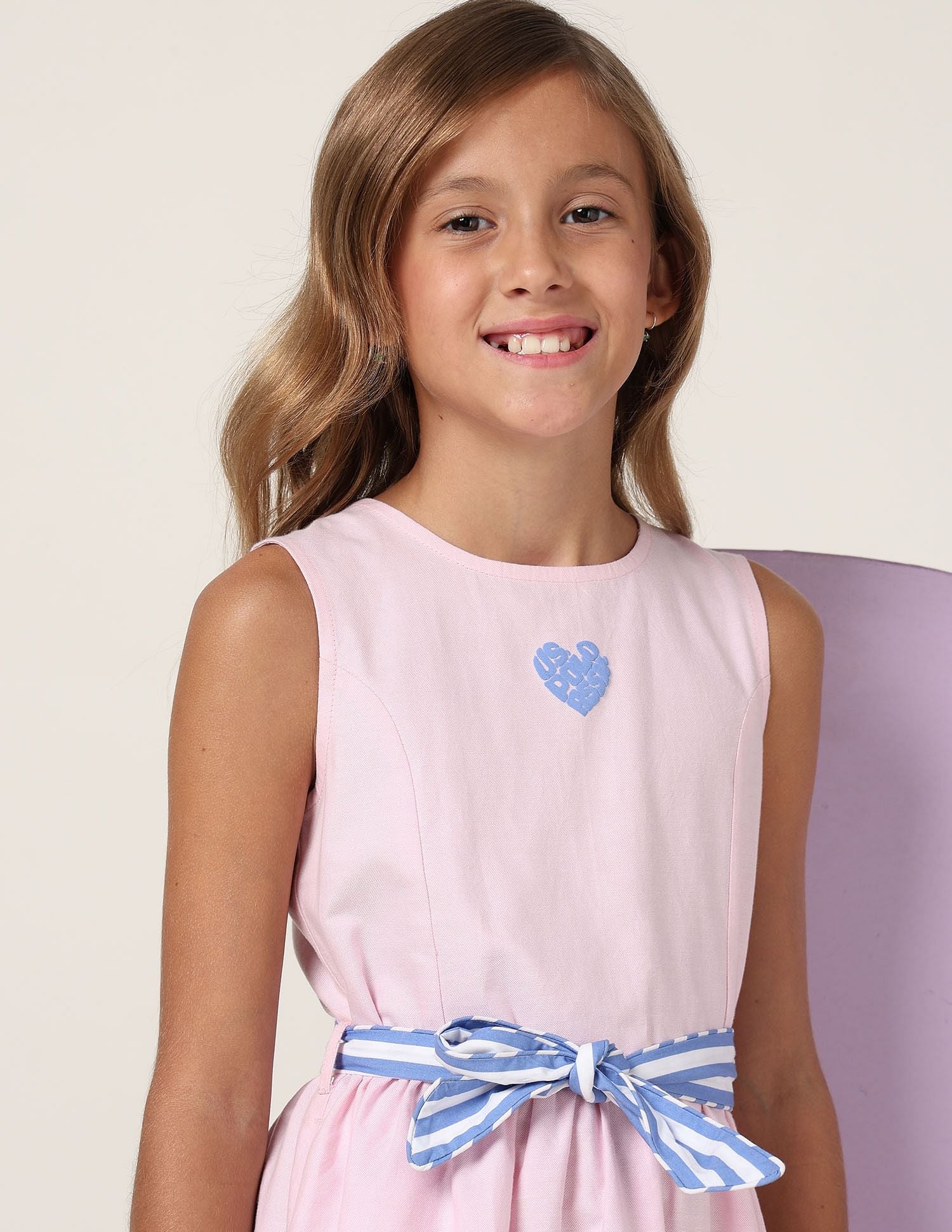 Girls Belted Fit And Flare Dress - Image 5