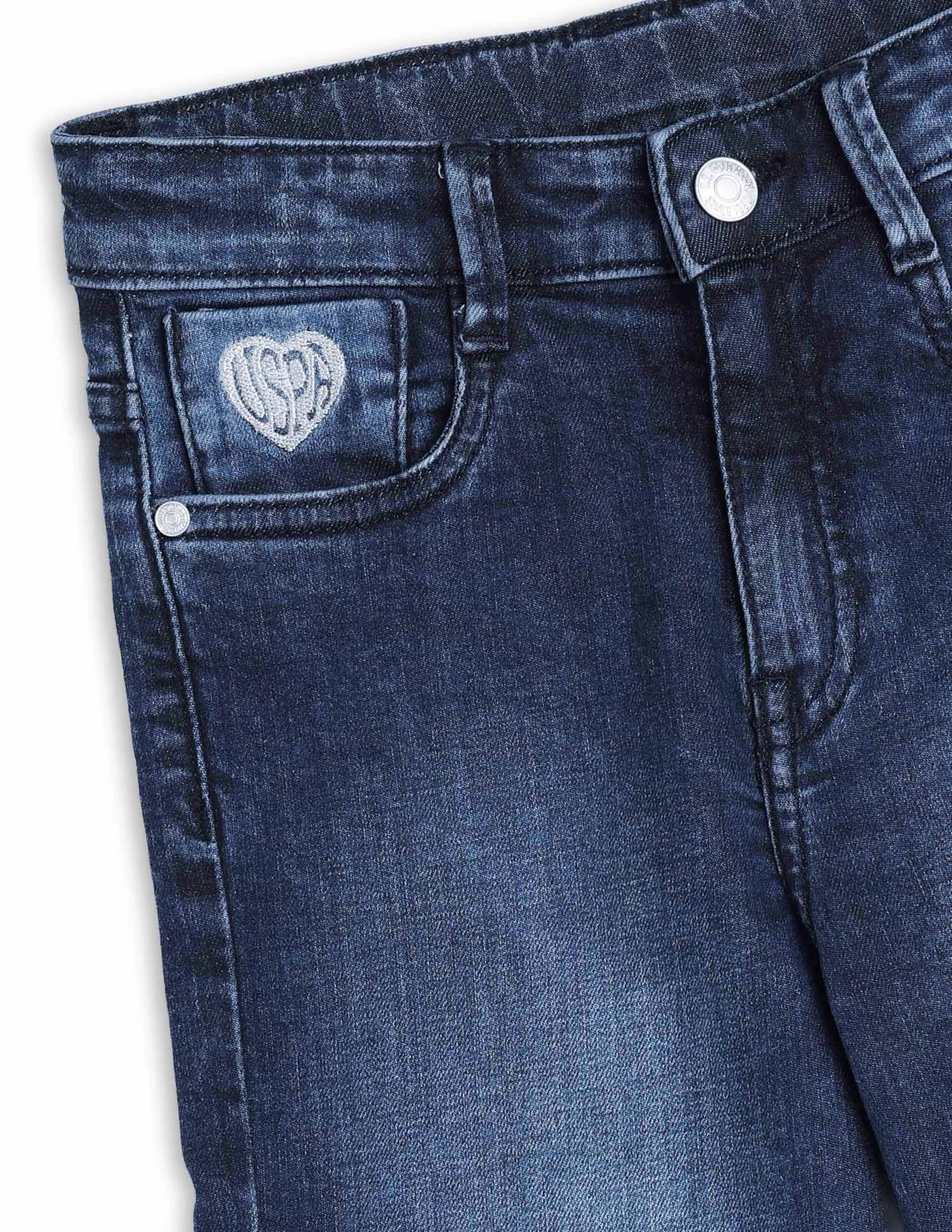 Girls Bootcut Fit Blue Jeans - Image 2