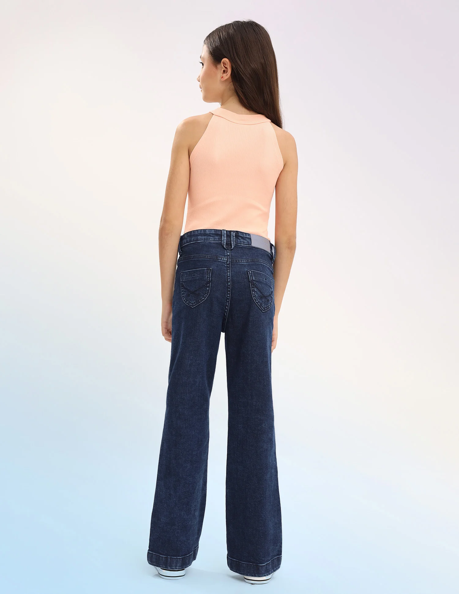 Girls Bootcut Fit Blue Jeans - Image 5