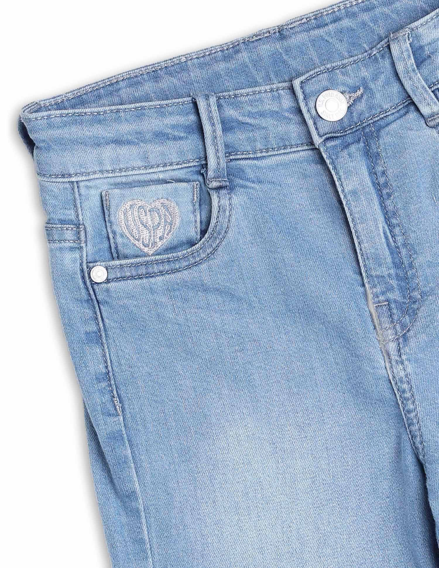 Girls Bootcut Fit Blue Jeans - Image 2