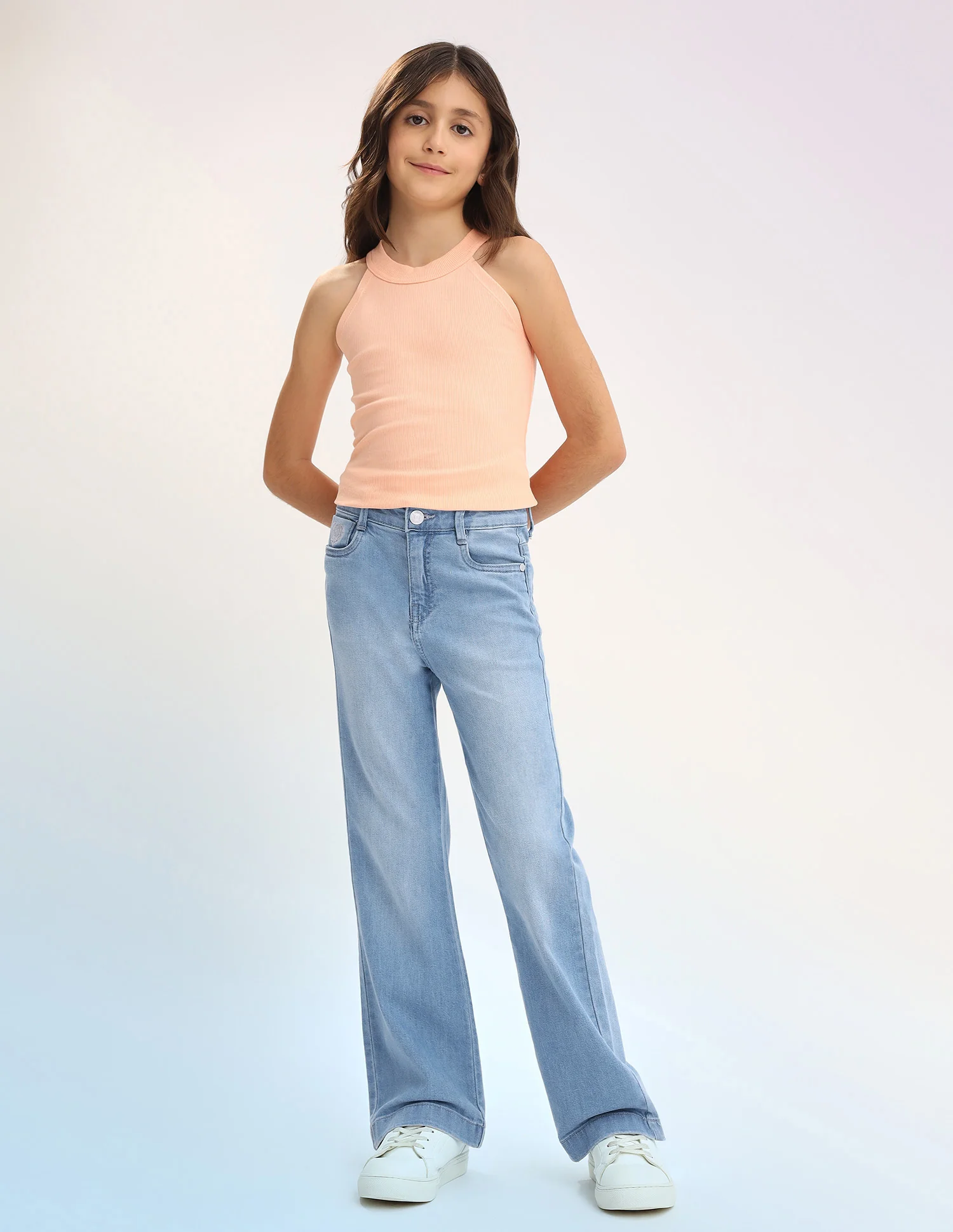 Girls Bootcut Fit Blue Jeans - Image 3