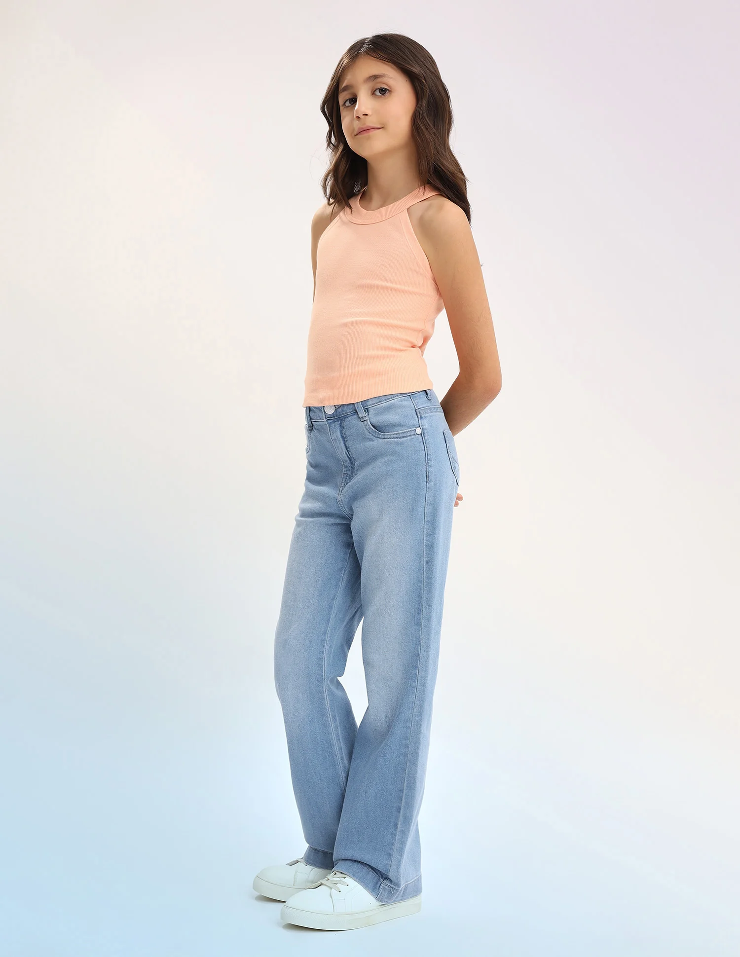 Girls Bootcut Fit Blue Jeans - Image 4