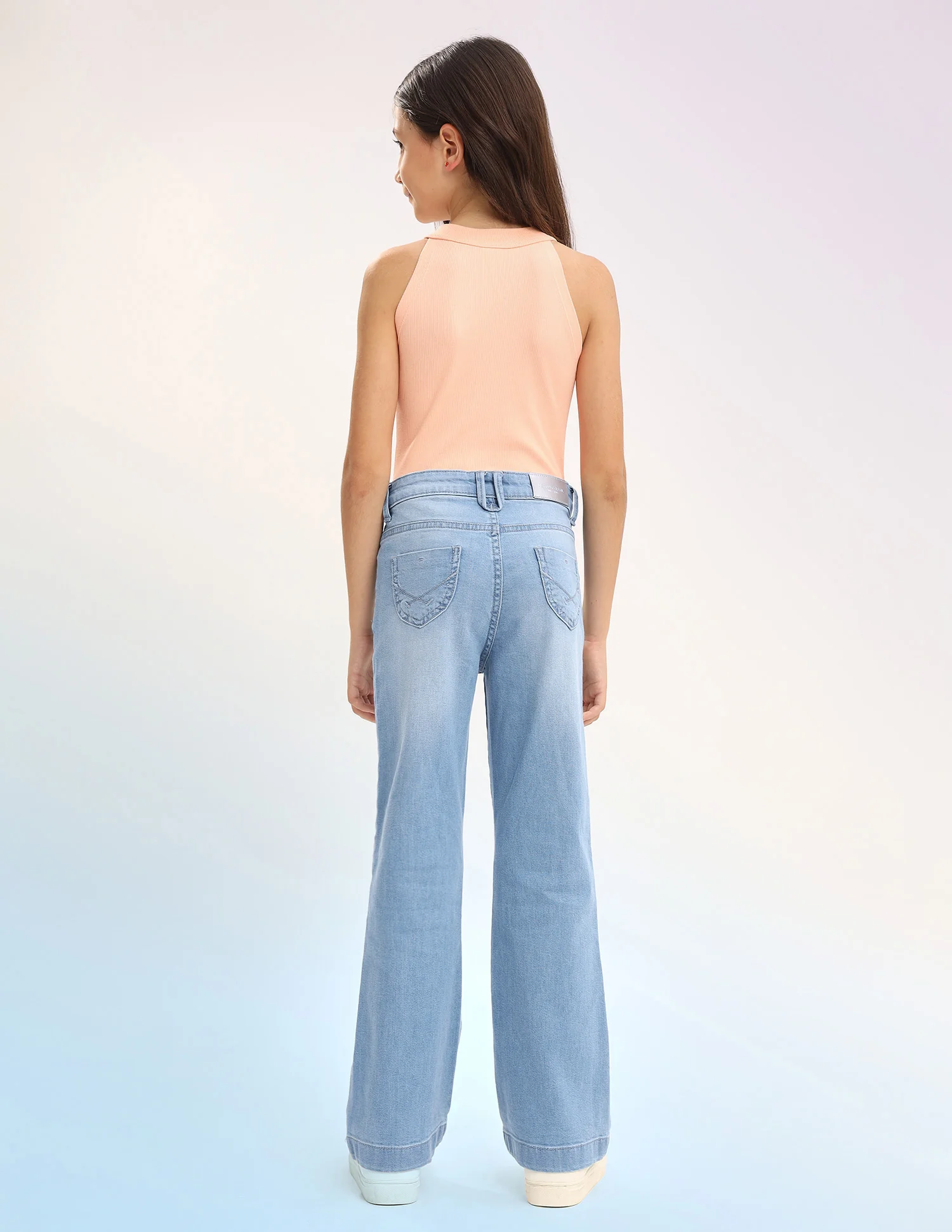 Girls Bootcut Fit Blue Jeans - Image 5