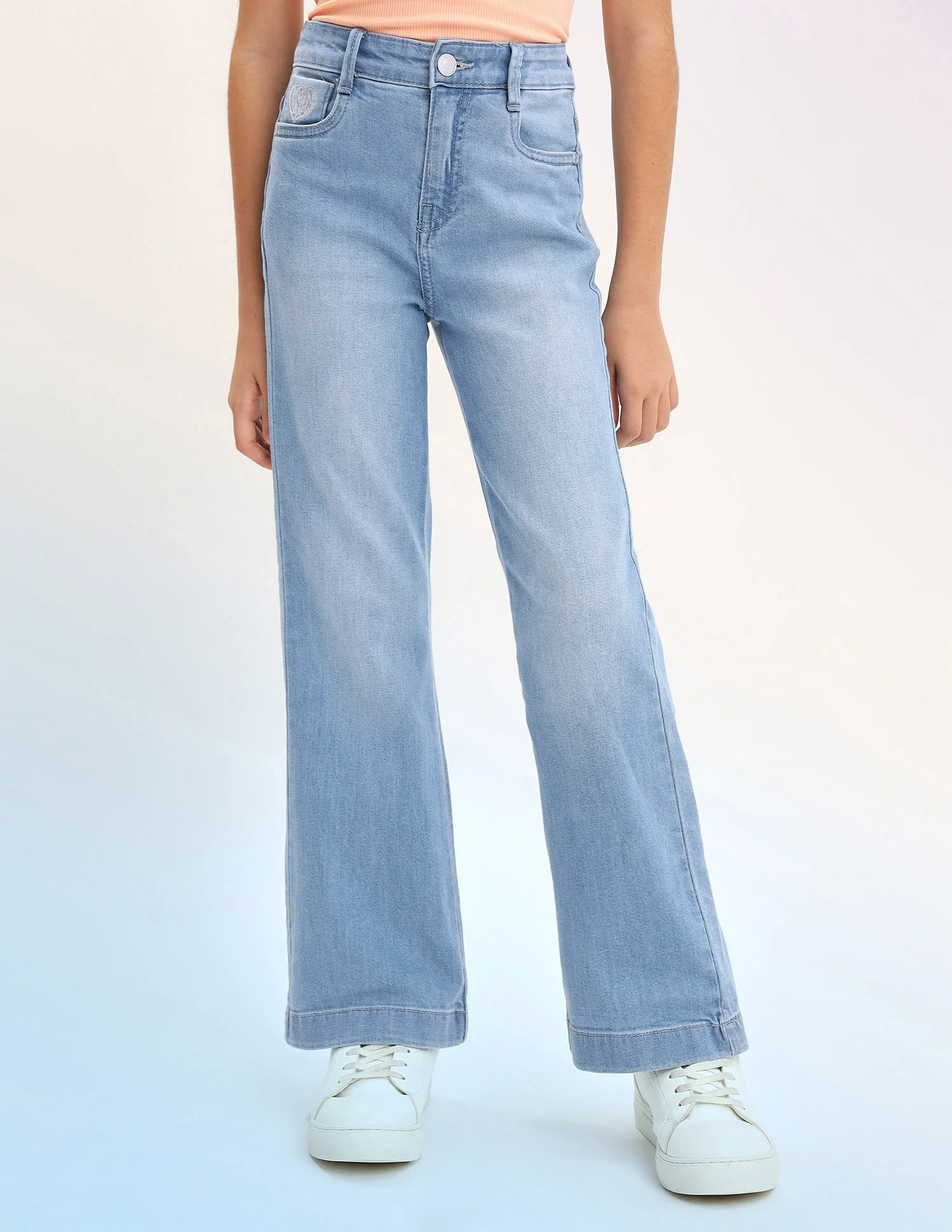 Girls Bootcut Fit Blue Jeans - Image 6