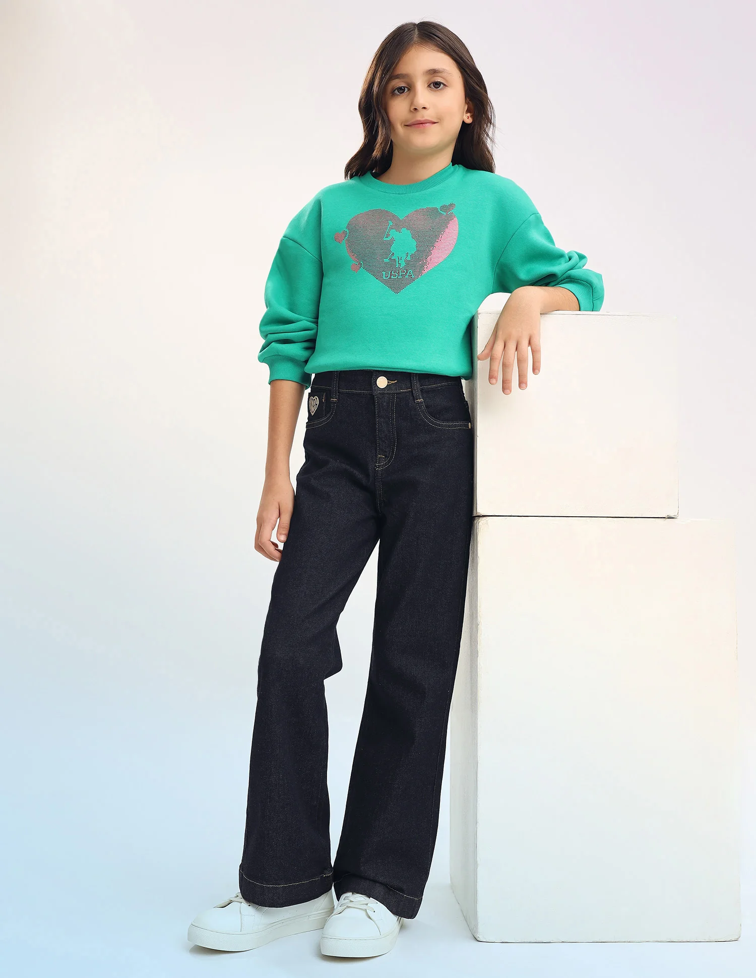 Girls Bootcut Fit Blue Jeans