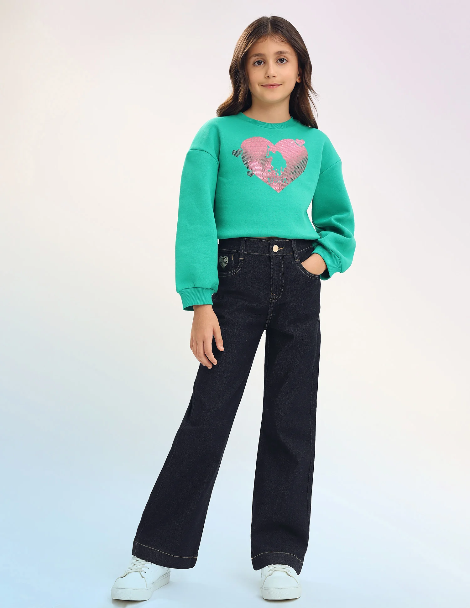 Girls Bootcut Fit Blue Jeans - Image 3
