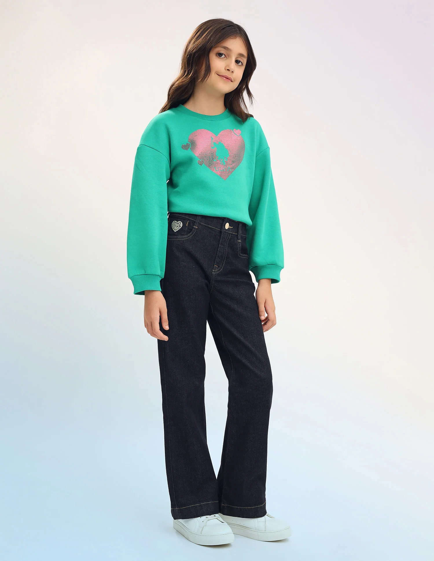 Girls Bootcut Fit Blue Jeans - Image 4