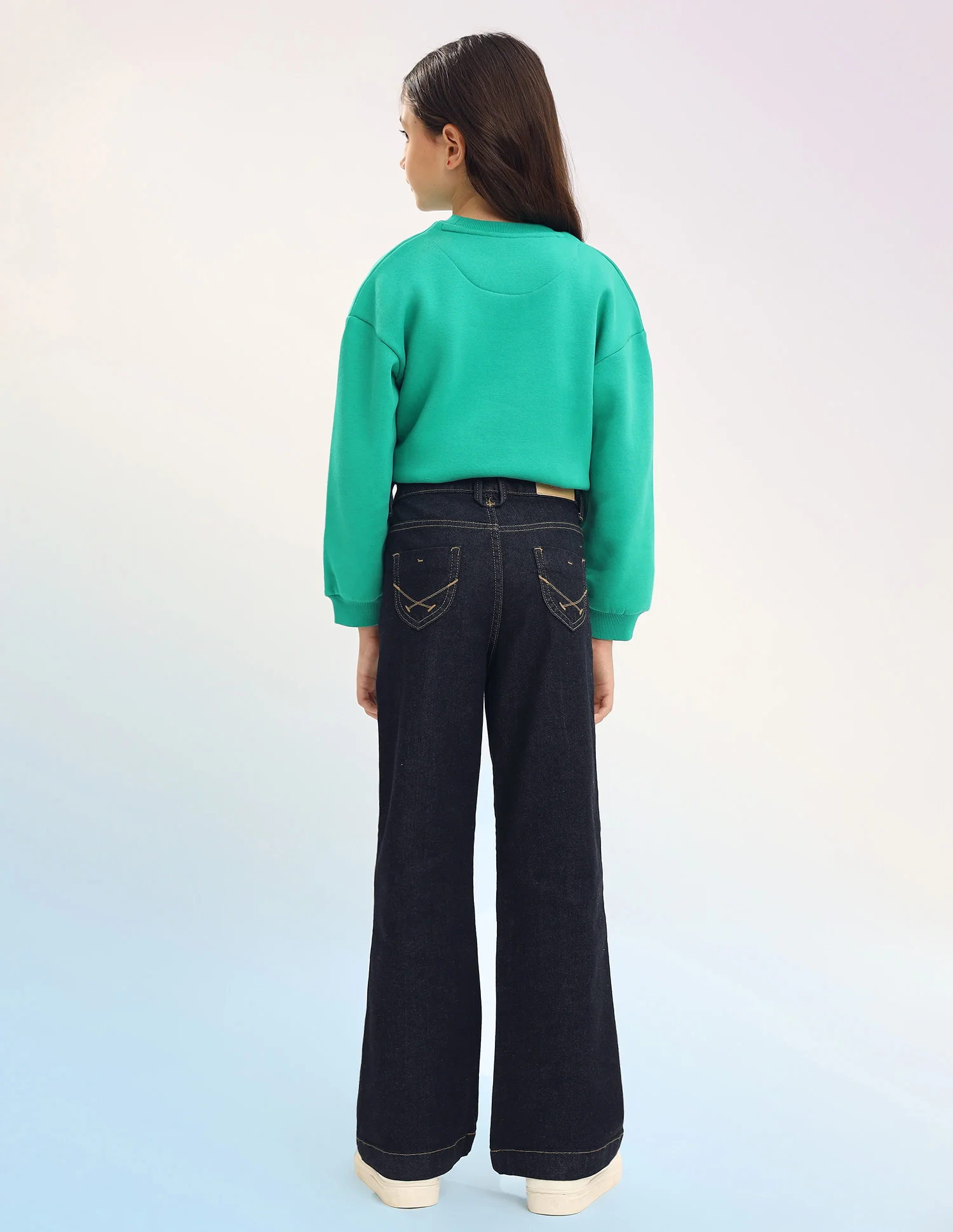 Girls Bootcut Fit Blue Jeans - Image 5