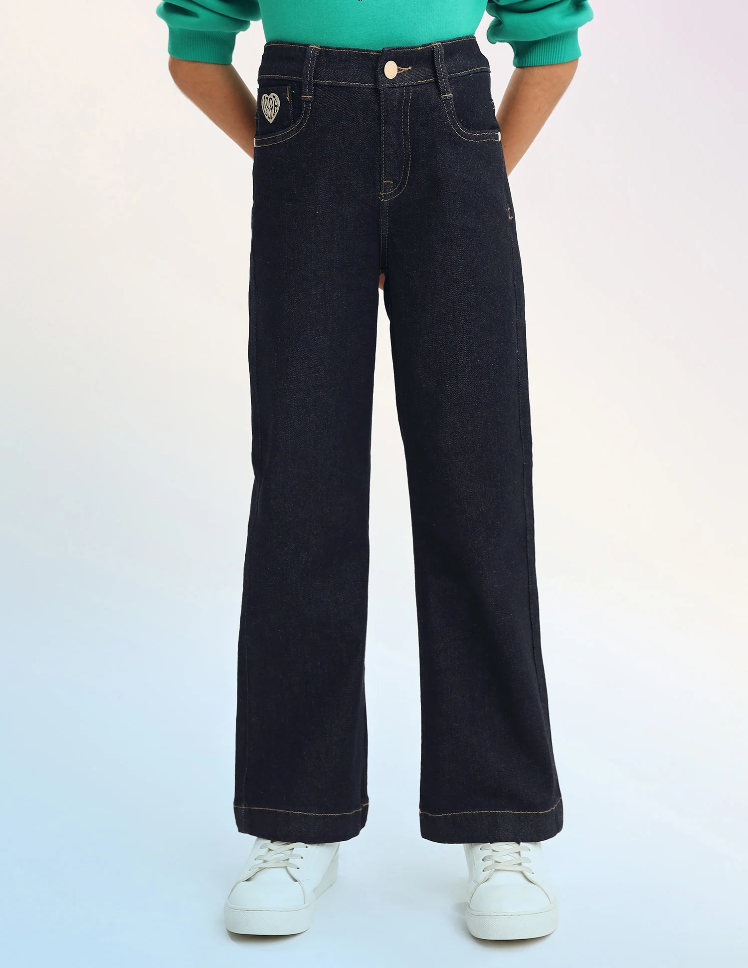 Girls Bootcut Fit Blue Jeans - Image 6