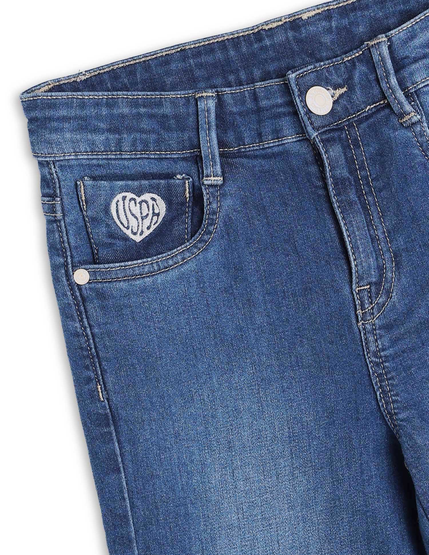 Girls Bootcut Fit Blue Jeans - Image 2