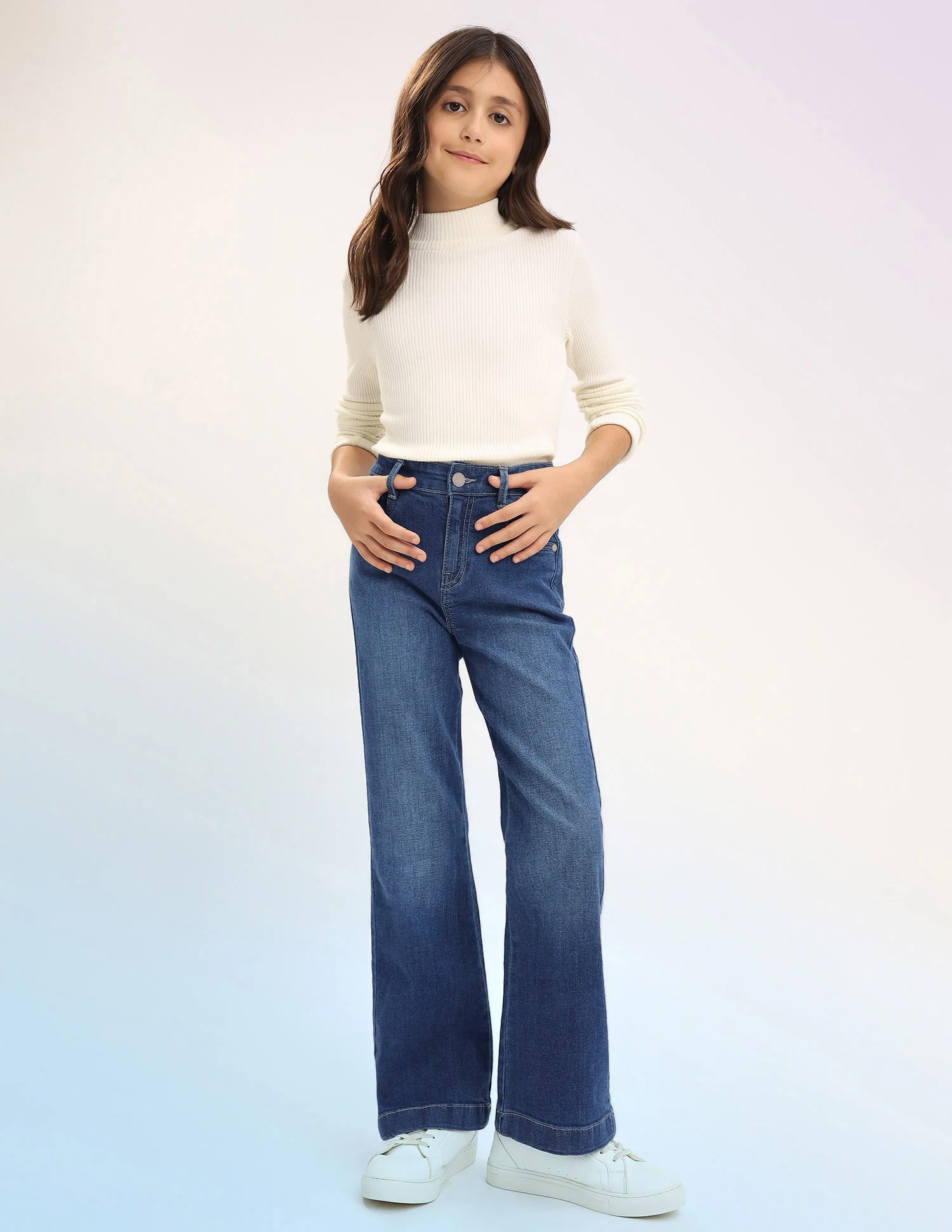 Girls Bootcut Fit Blue Jeans - Image 3
