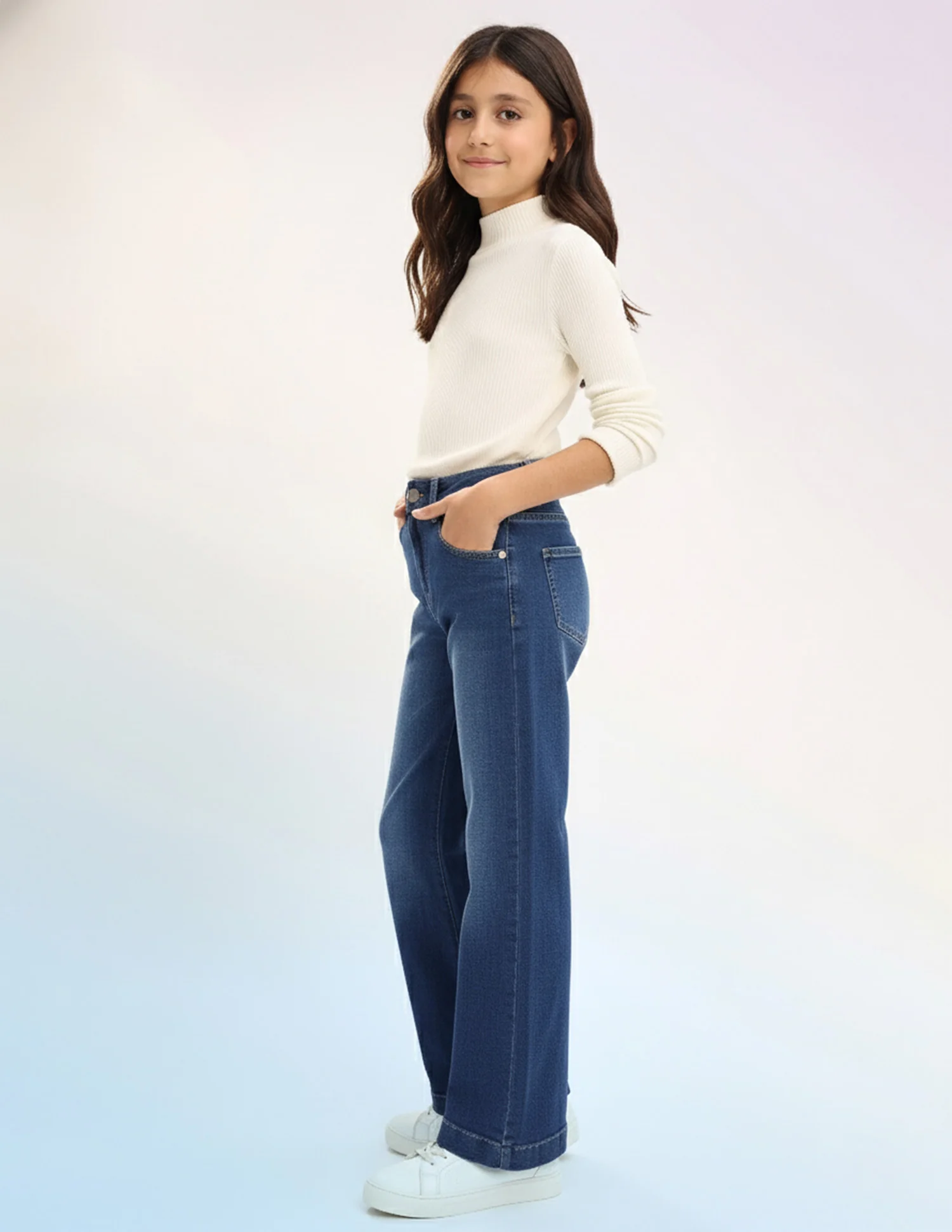 Girls Bootcut Fit Blue Jeans - Image 4