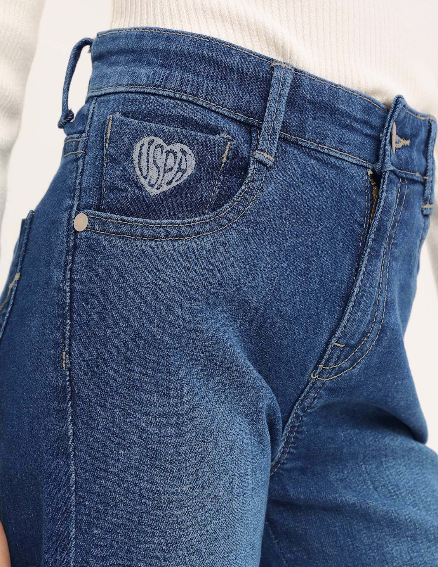 Girls Bootcut Fit Blue Jeans - Image 7