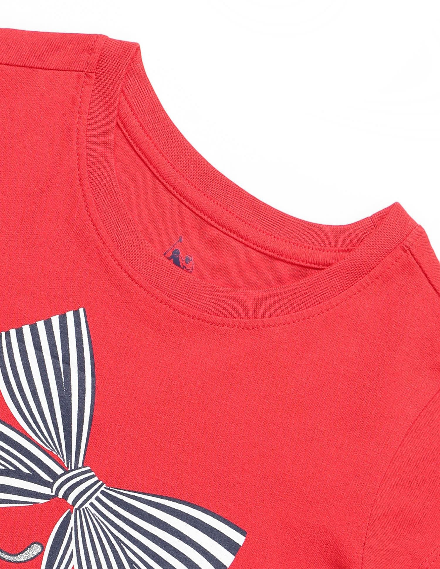 Girls Bow Print Regular Fit T-Shirt - Image 8