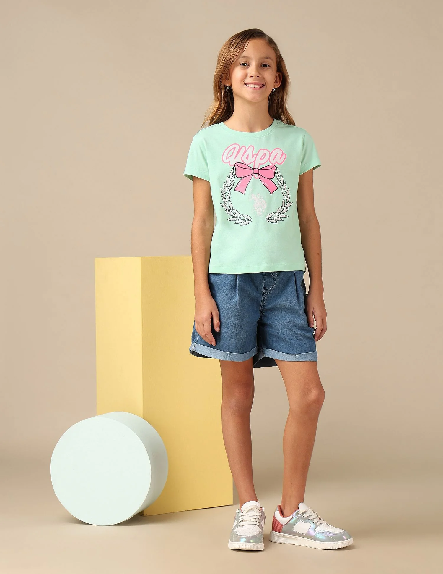 Girls Bow Print Relaxed Fit T-Shirt - Image 5