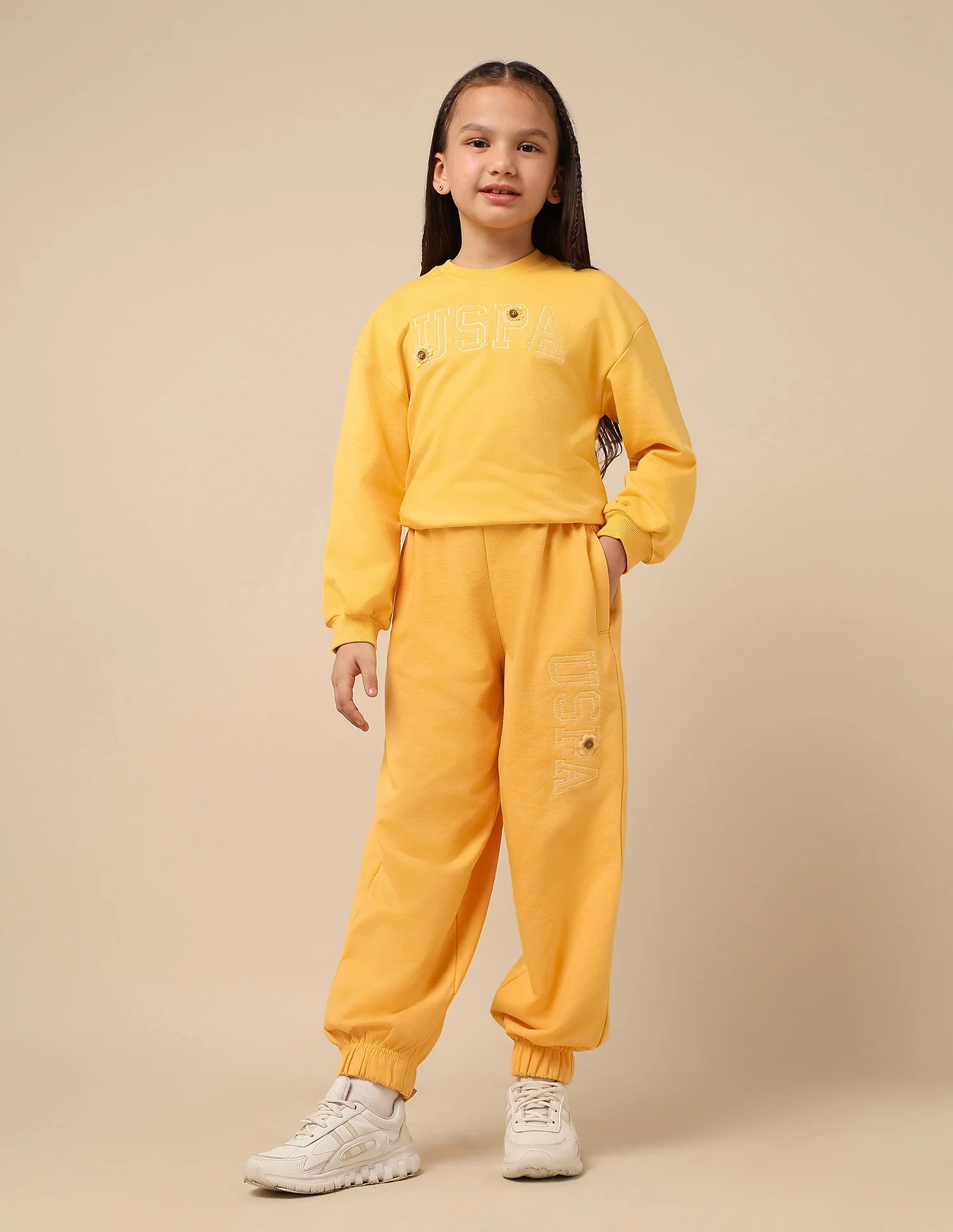 Girls Brand Embroidered Mid Rise Joggers - Image 3