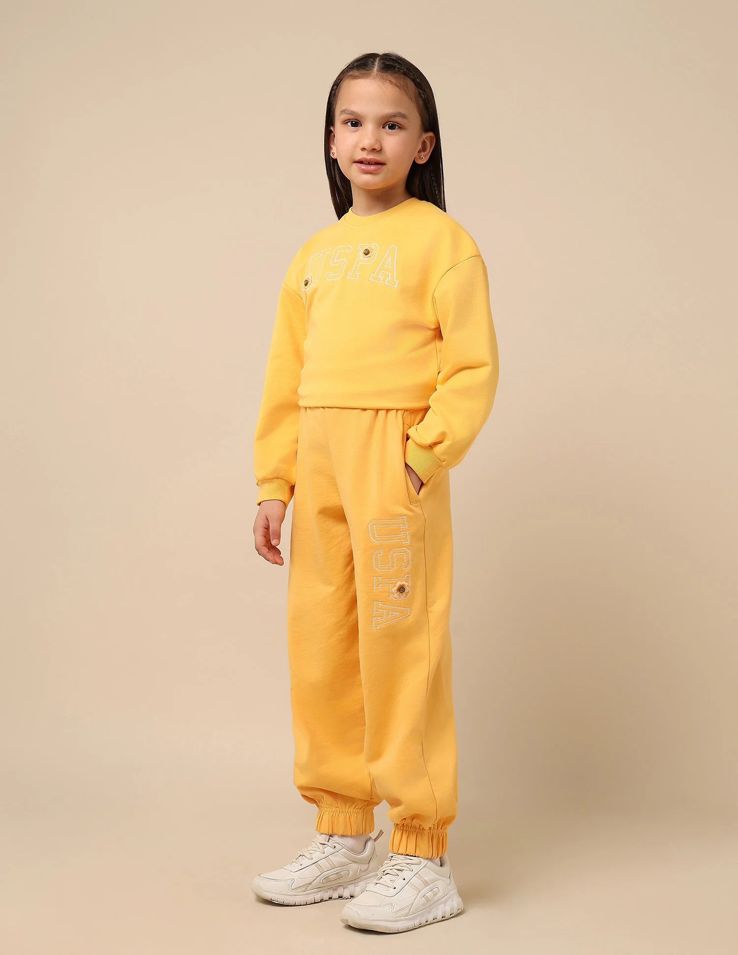 Girls Brand Embroidered Mid Rise Joggers - Image 4