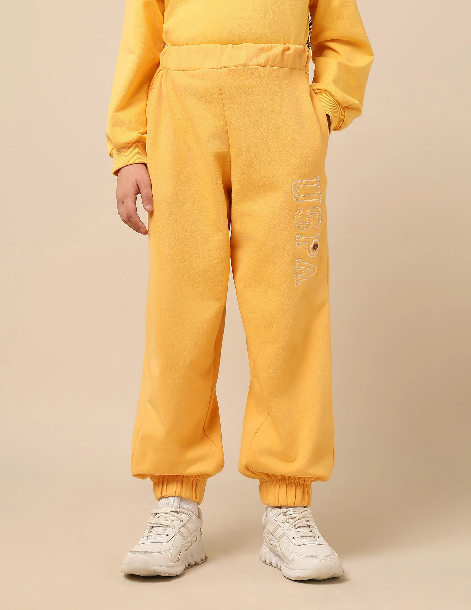 Girls Brand Embroidered Mid Rise Joggers - Image 6