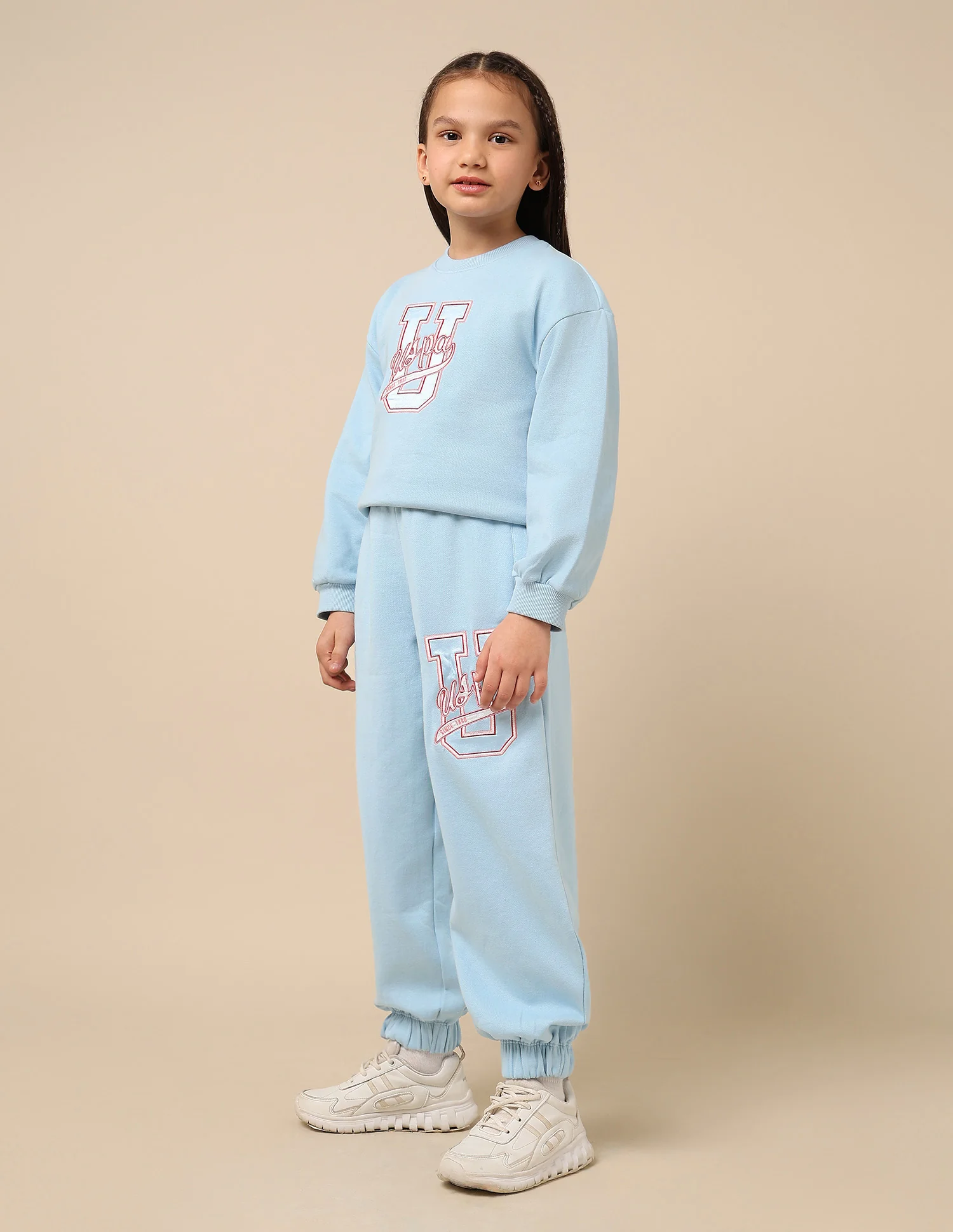 Girls Brand Embroidered Mid Rise Joggers - Image 4