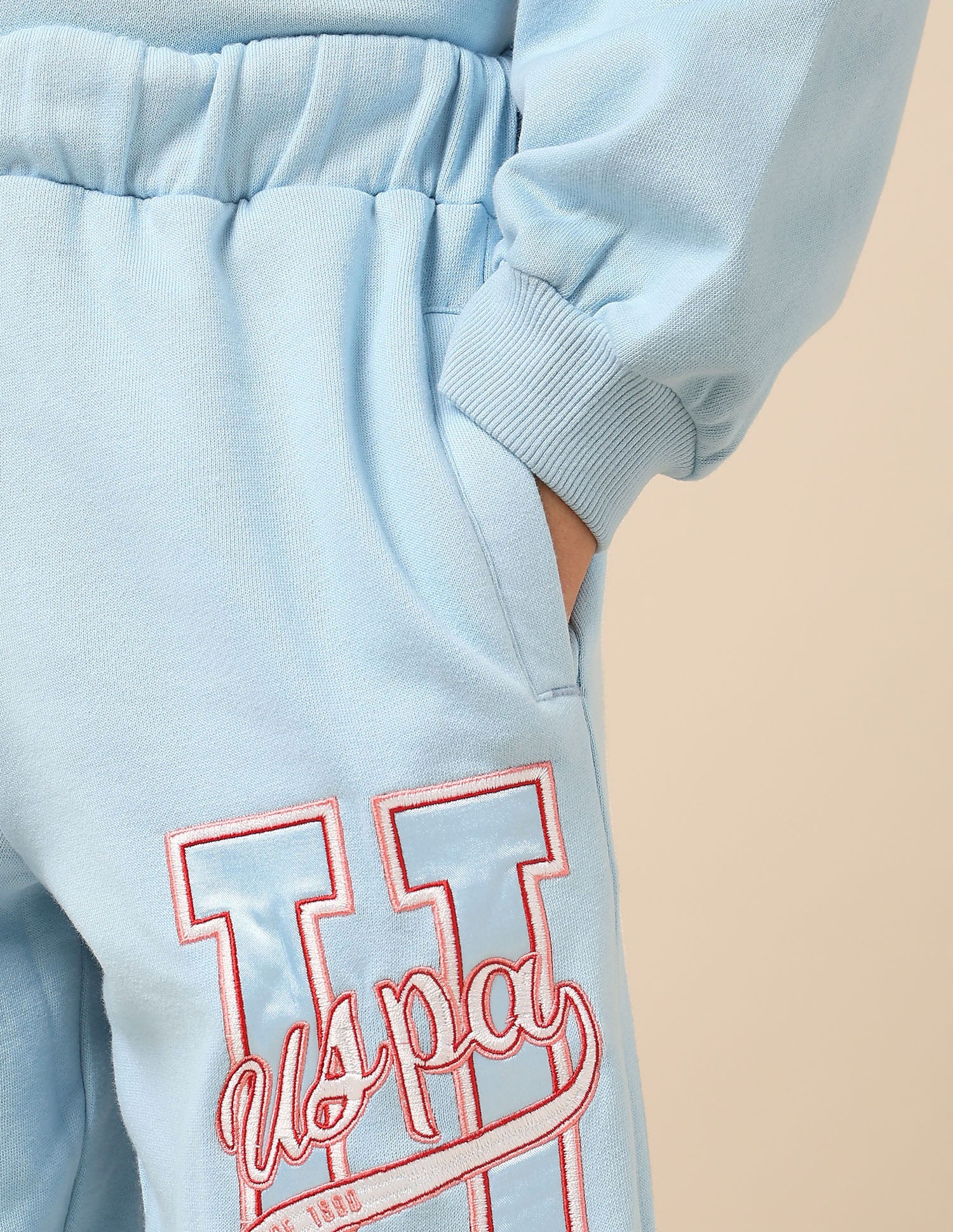 Girls Brand Embroidered Mid Rise Joggers - Image 7
