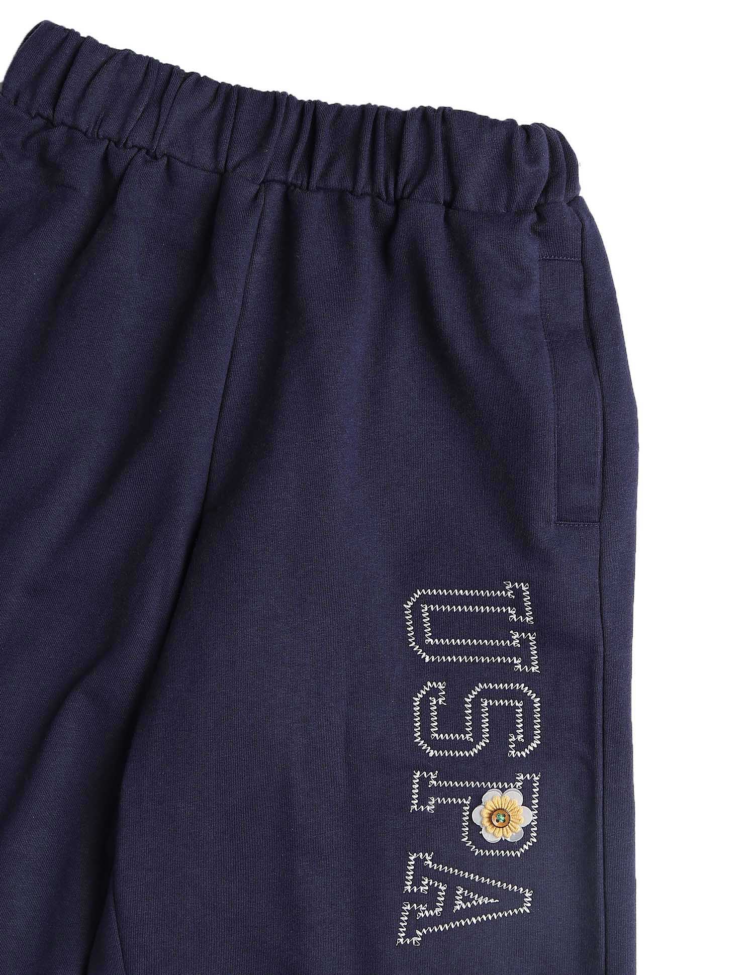 Girls Brand Embroidered Mid Rise Joggers - Image 10