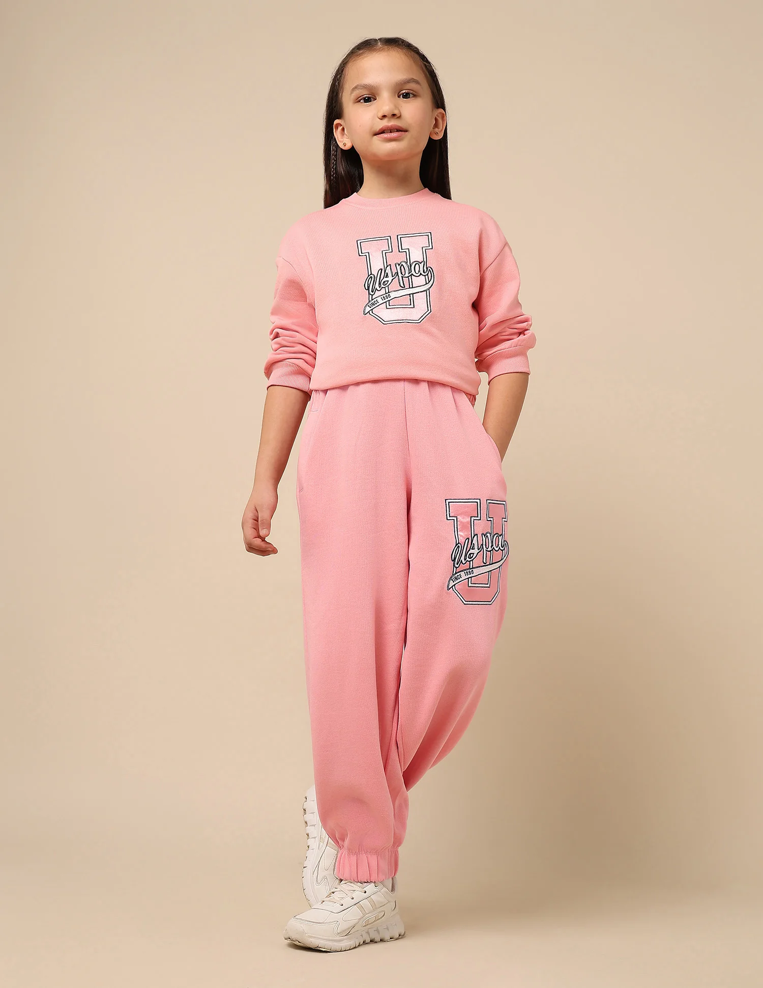 Girls Brand Embroidered Mid Rise Joggers - Image 3