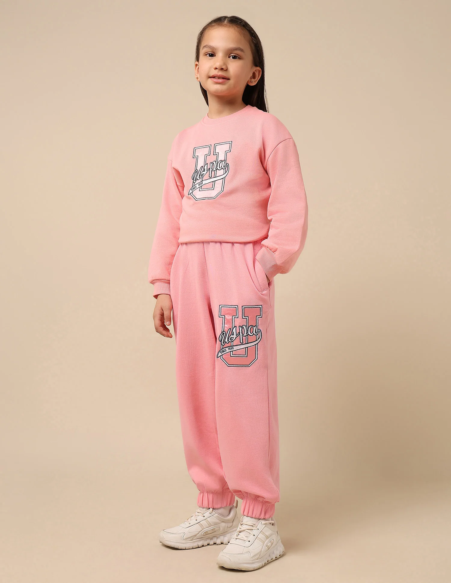 Girls Brand Embroidered Mid Rise Joggers - Image 4