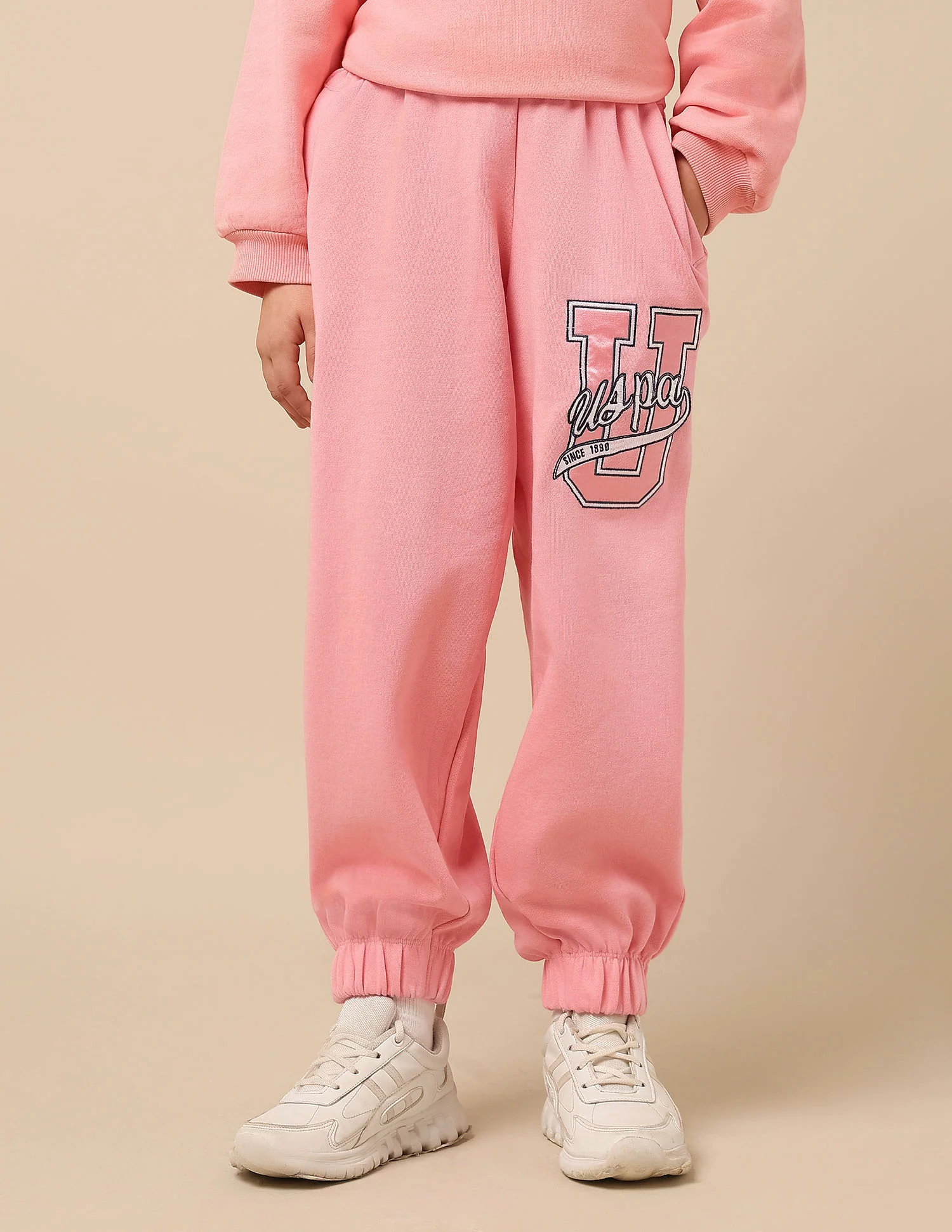 Girls Brand Embroidered Mid Rise Joggers - Image 6