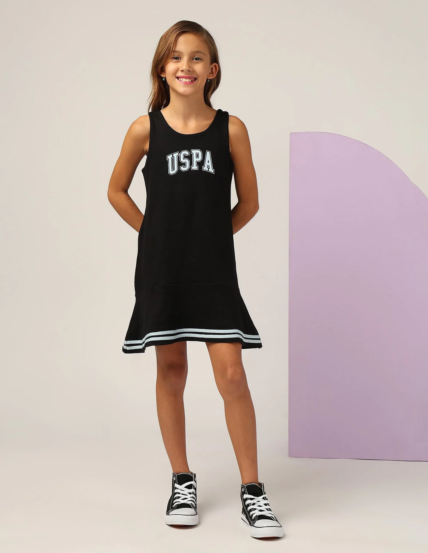 Girls Brand Printed A Line Dress - Image 4