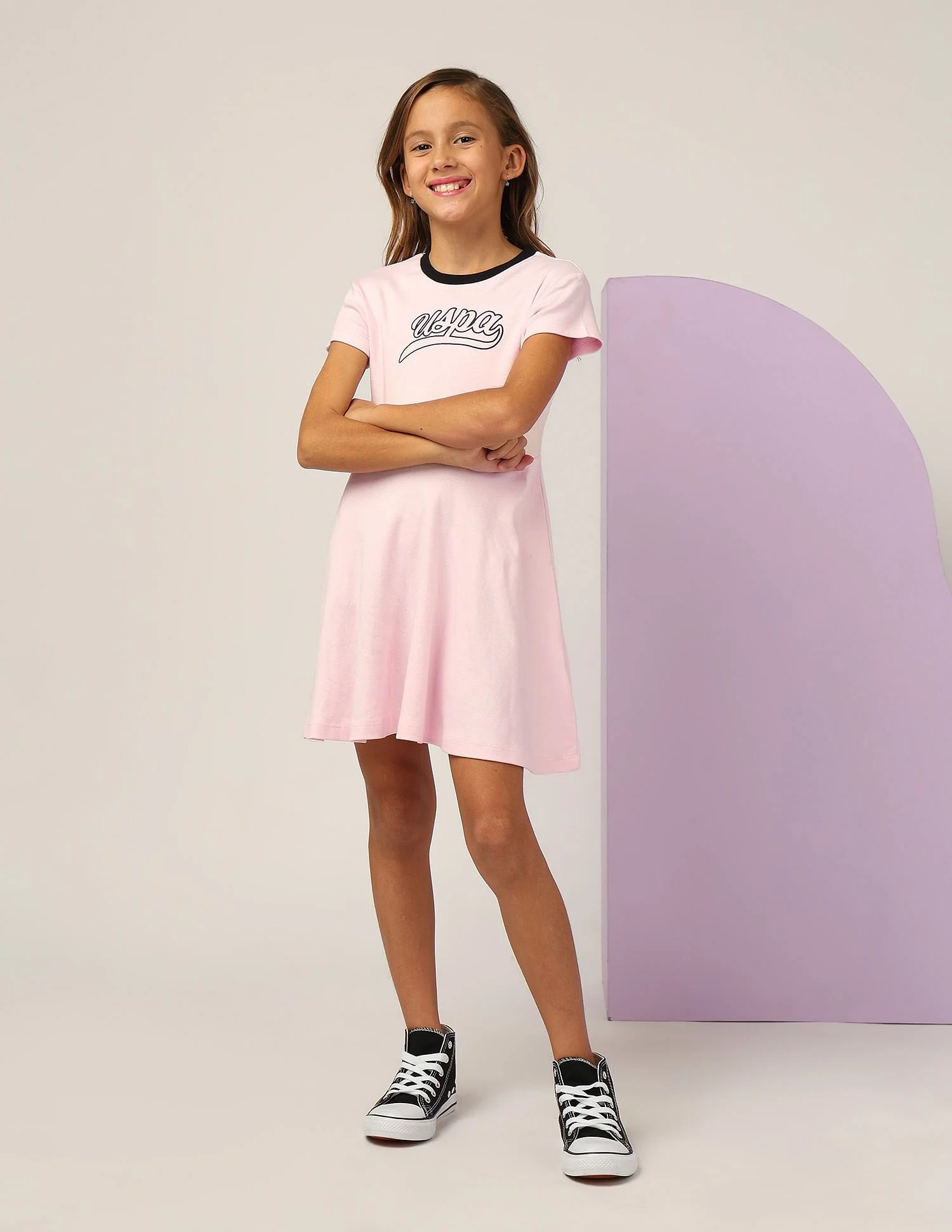 Girls Brand Printed Fit And Flare Dress - Image 3